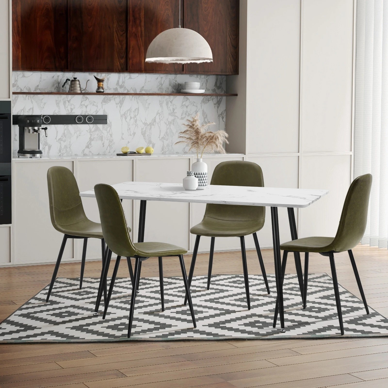 5 Oikiture 2x Dining Chairs Kitchen Accent Chair Lounge Room Pu Leather
 - Green, 5 of 10