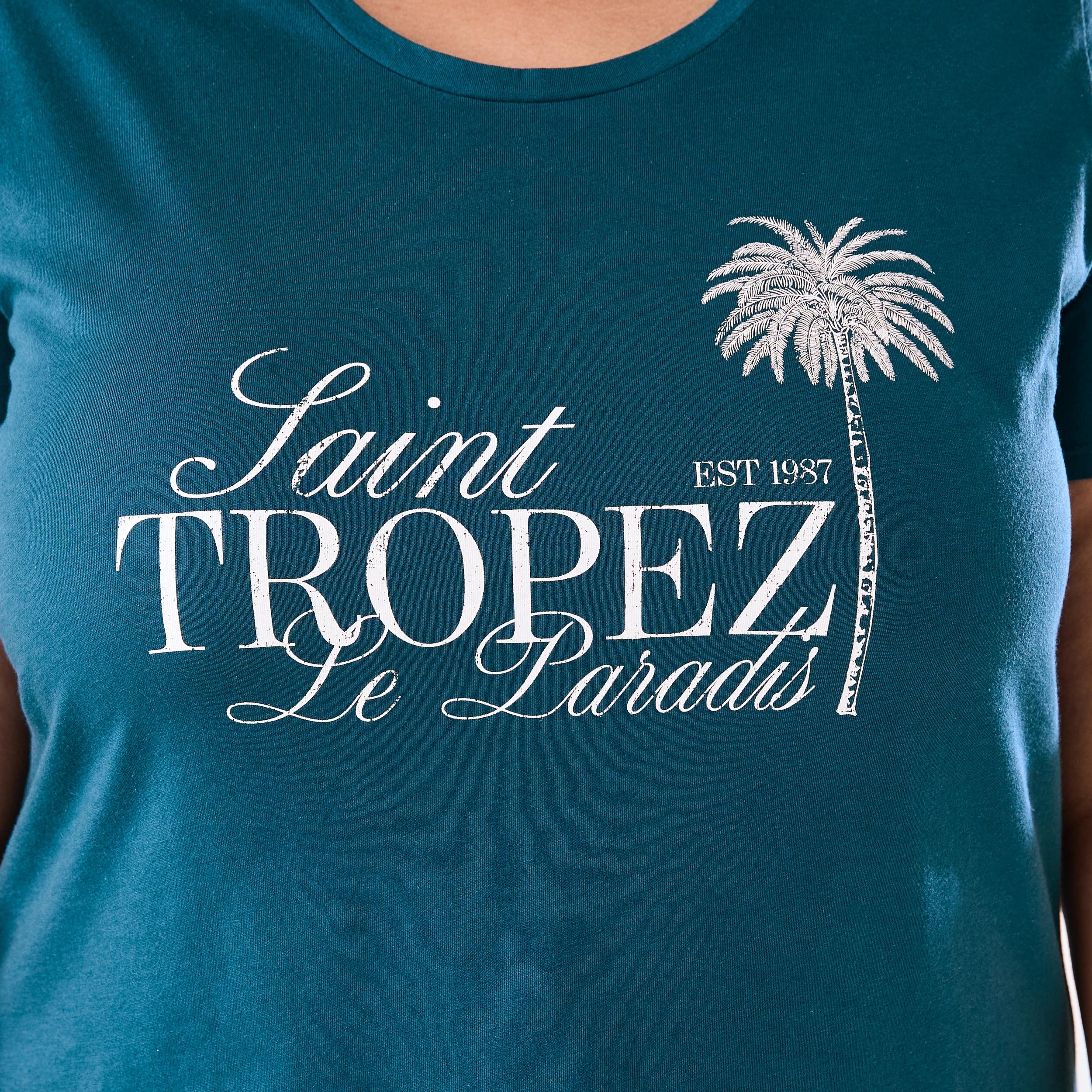 6 Curve Short Sleeve Basic Print T-shirt Le Paradis, 6 of 6