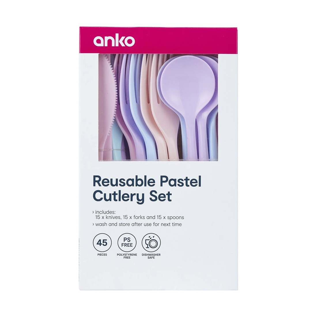 8 45 Piece Reusable Cutlery - Pastel, 8 of 8