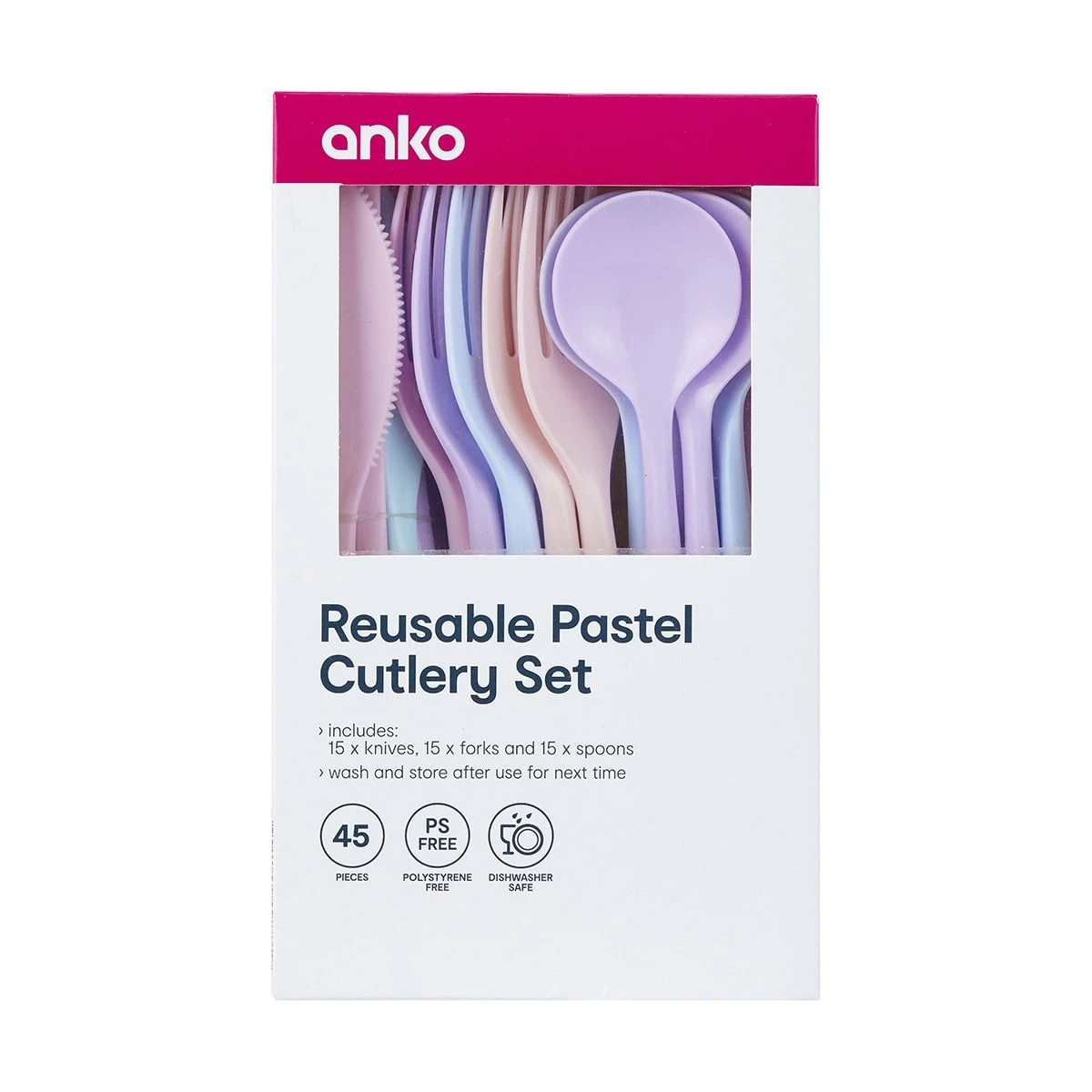 8 45 Piece Reusable Cutlery - Pastel, 8 of 8