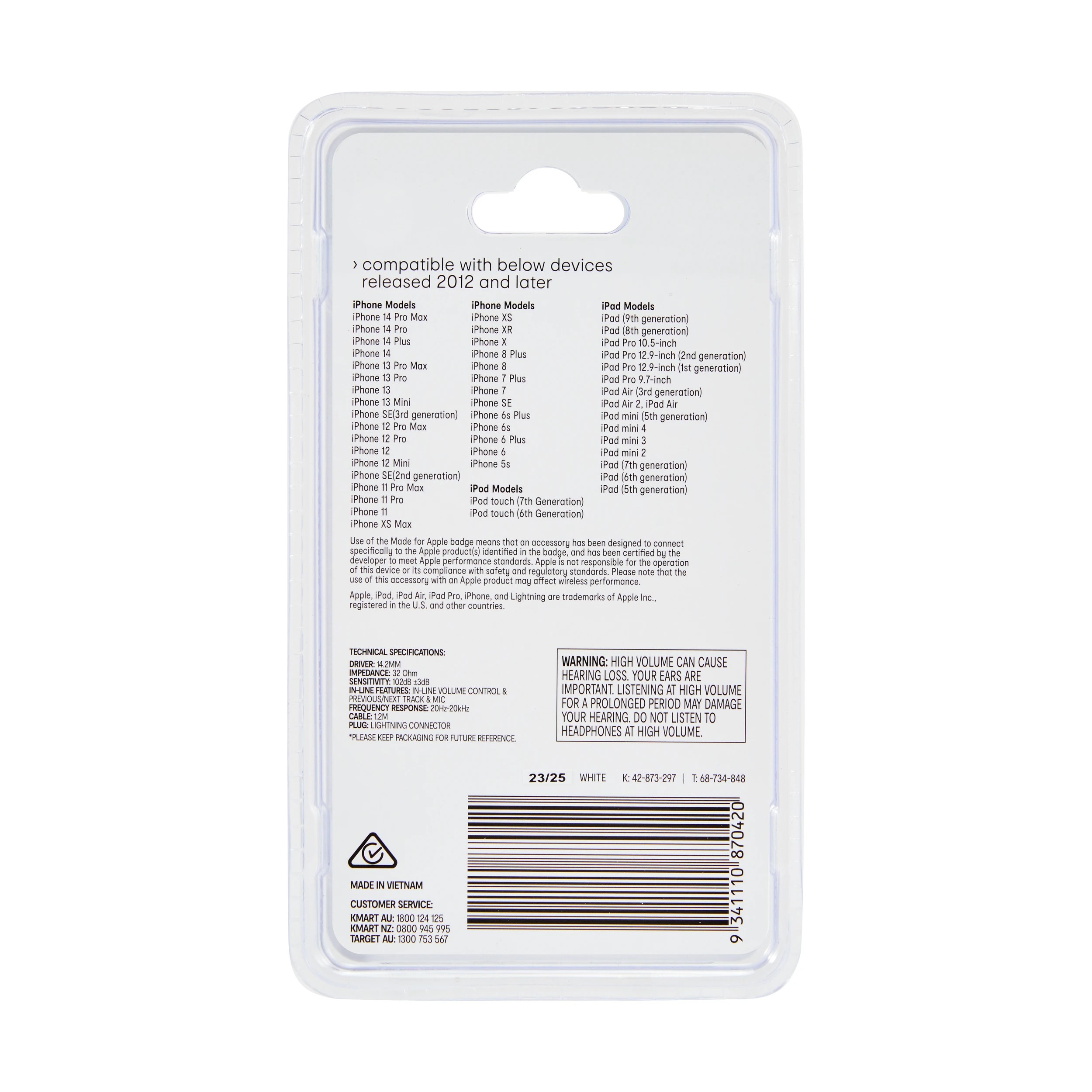 4 Classic Style Lightning Earphones - White, 4 of 4
