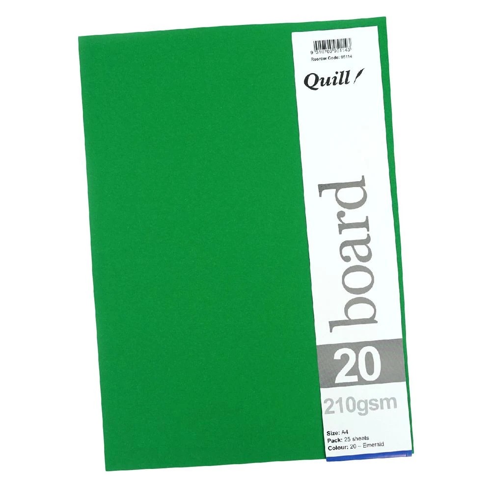 4 Quill A4 210gsm Board Emerald 25 Pack, 4 of 4
