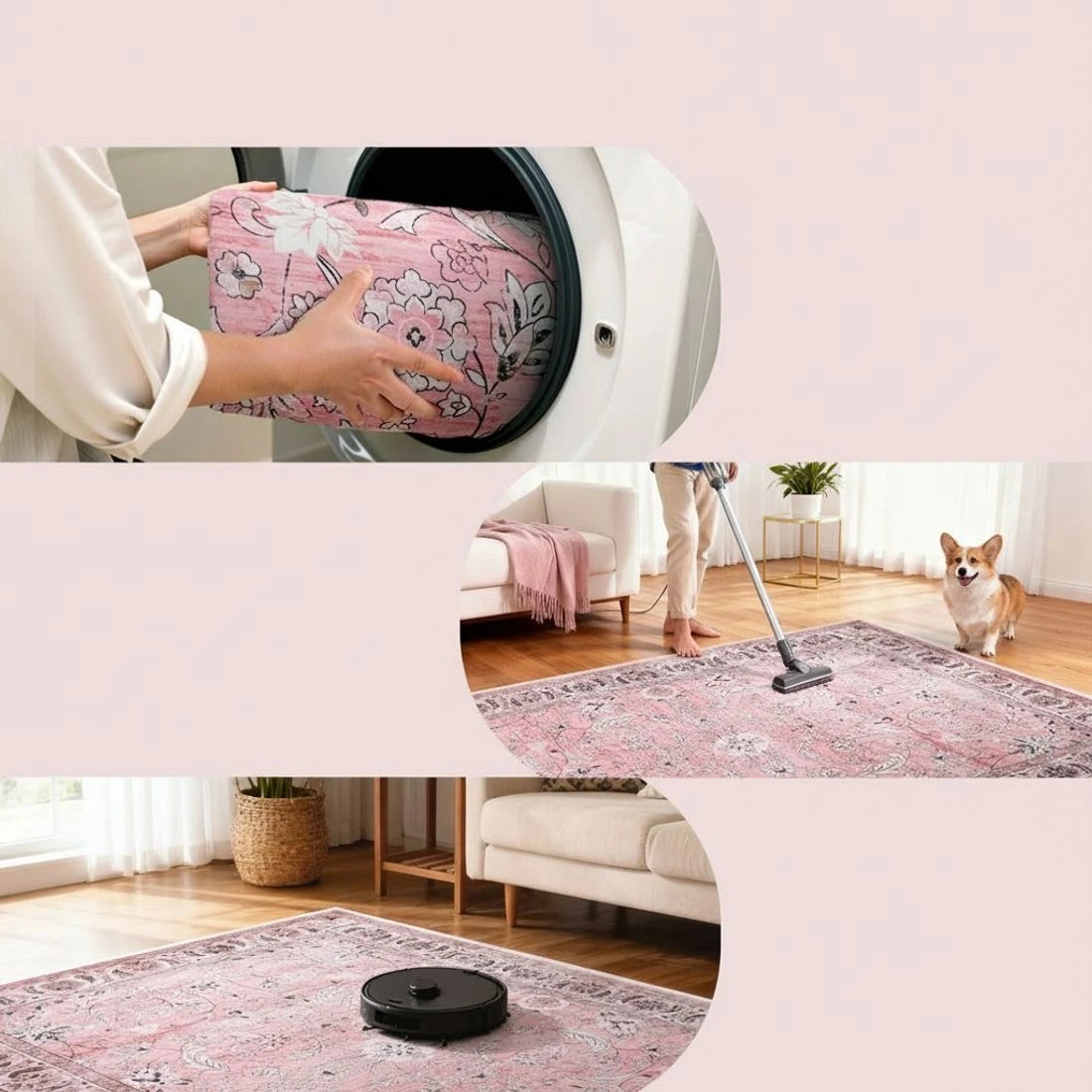 7 Artiss Floor Rug 200X290cm Large Washable Area Rug Vintage Living Room - Pink, 7 of 9
