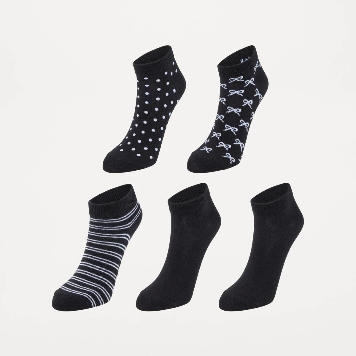 1 5 Pack Fashion Low Cut Socks BLACK, 1 of 3