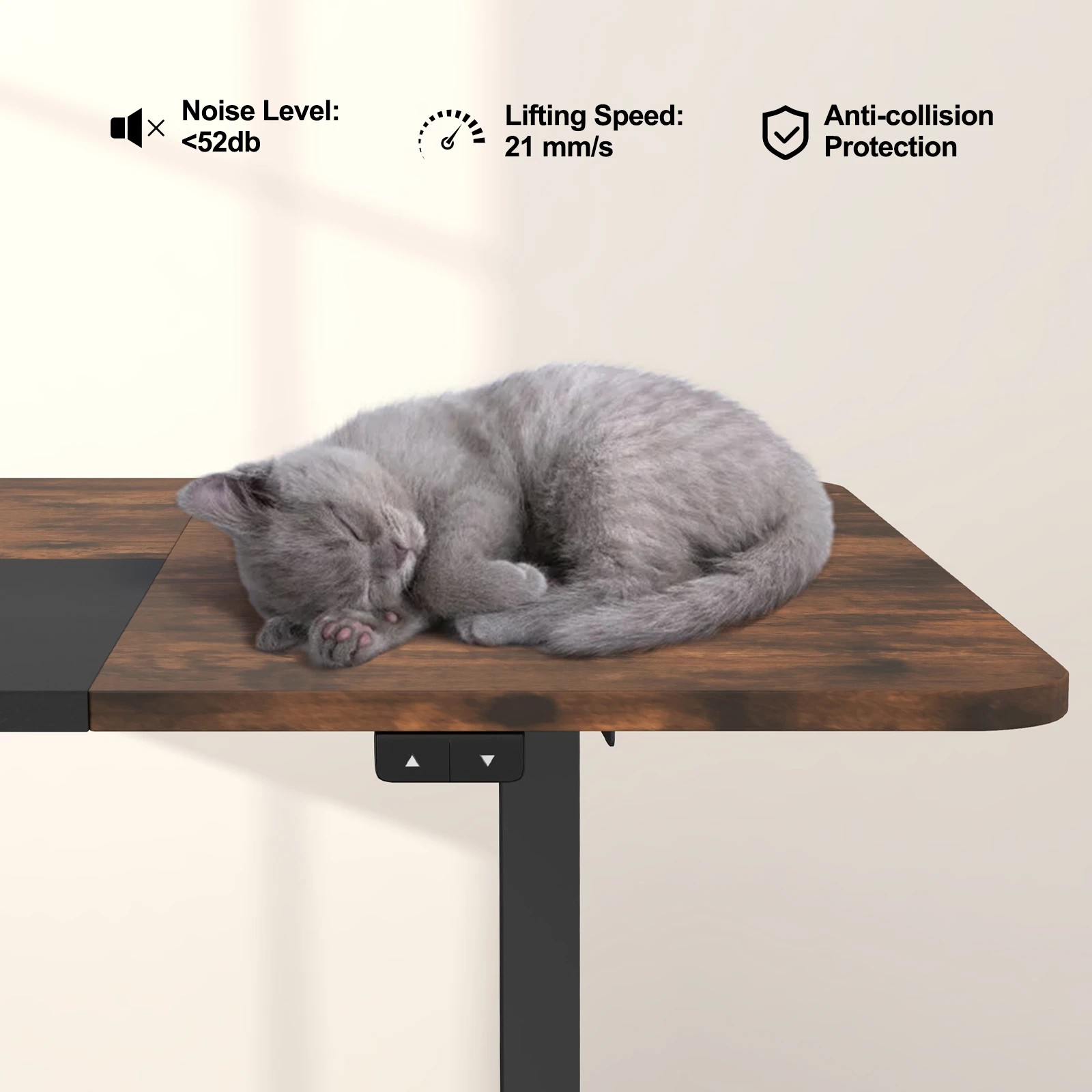 3 Costway 140cm Electric Standing Desk Motorised Sit Stand Table - Brown, 3 of 7