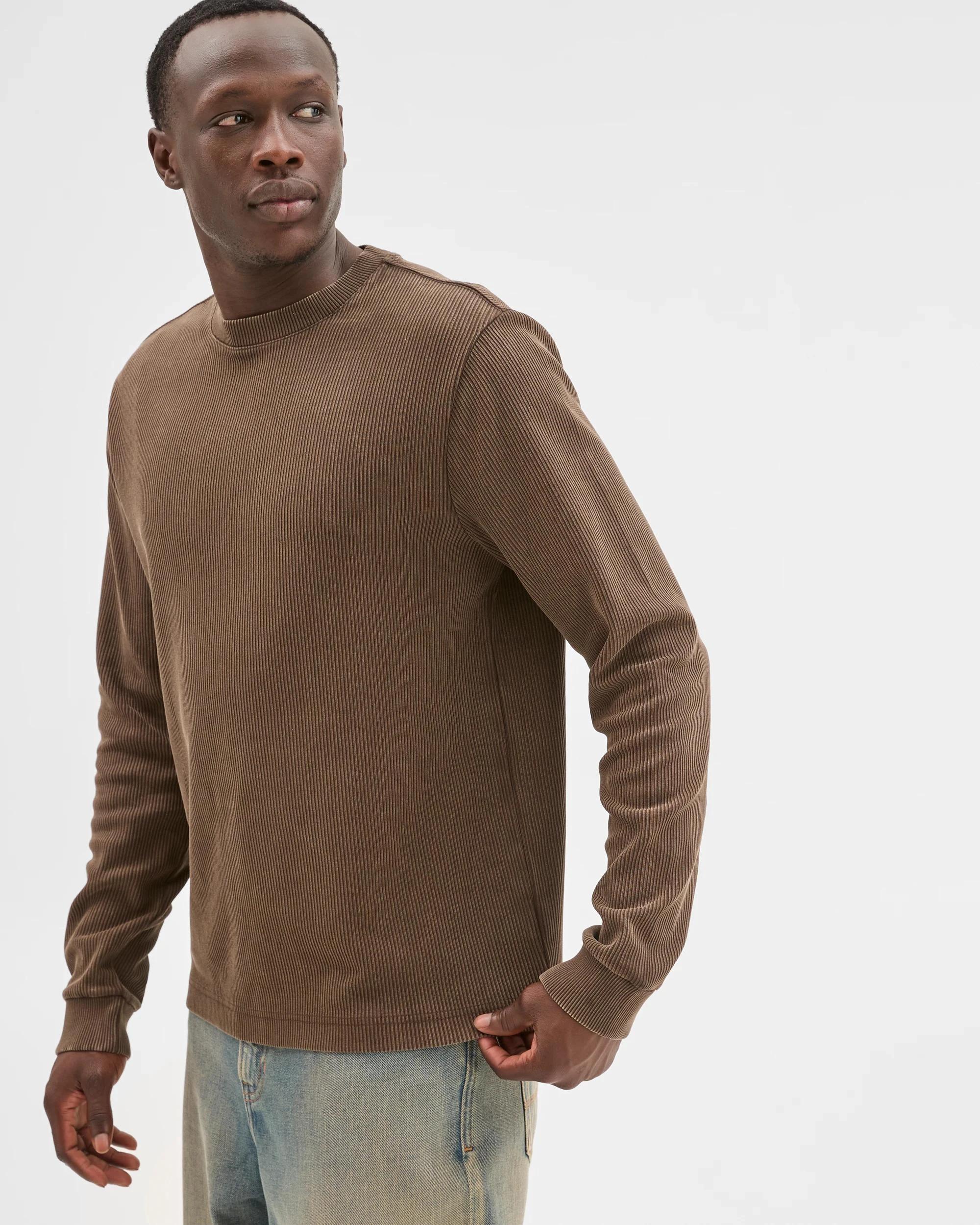 3 Commons Australian Cotton Relaxed Heavyweight Textured T-Shirt ACID BROWN, 3 of 6