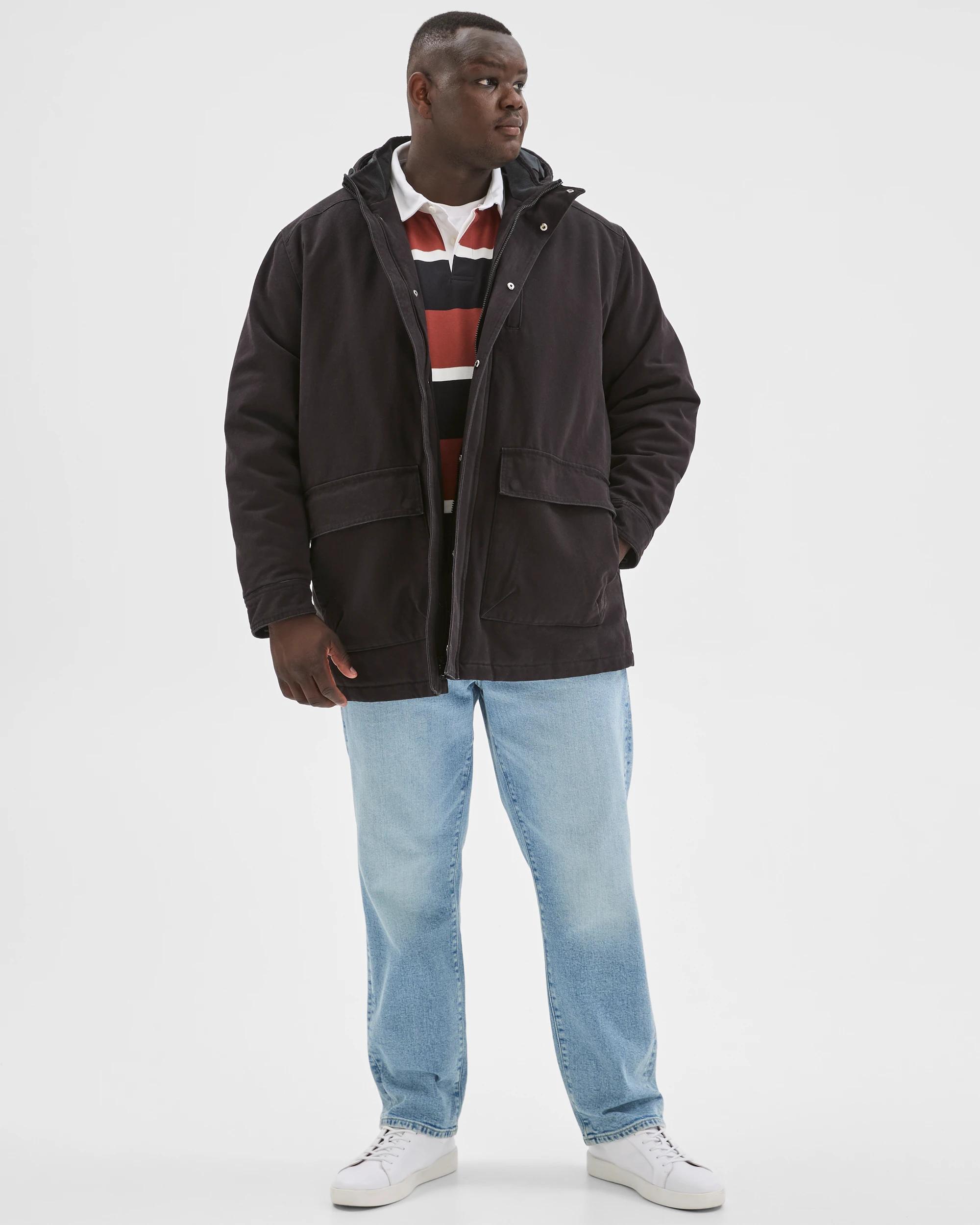 2 Target Man Plus Plus Size Australian Cotton Canvas Parka Jacket BLACK, 2 of 7
