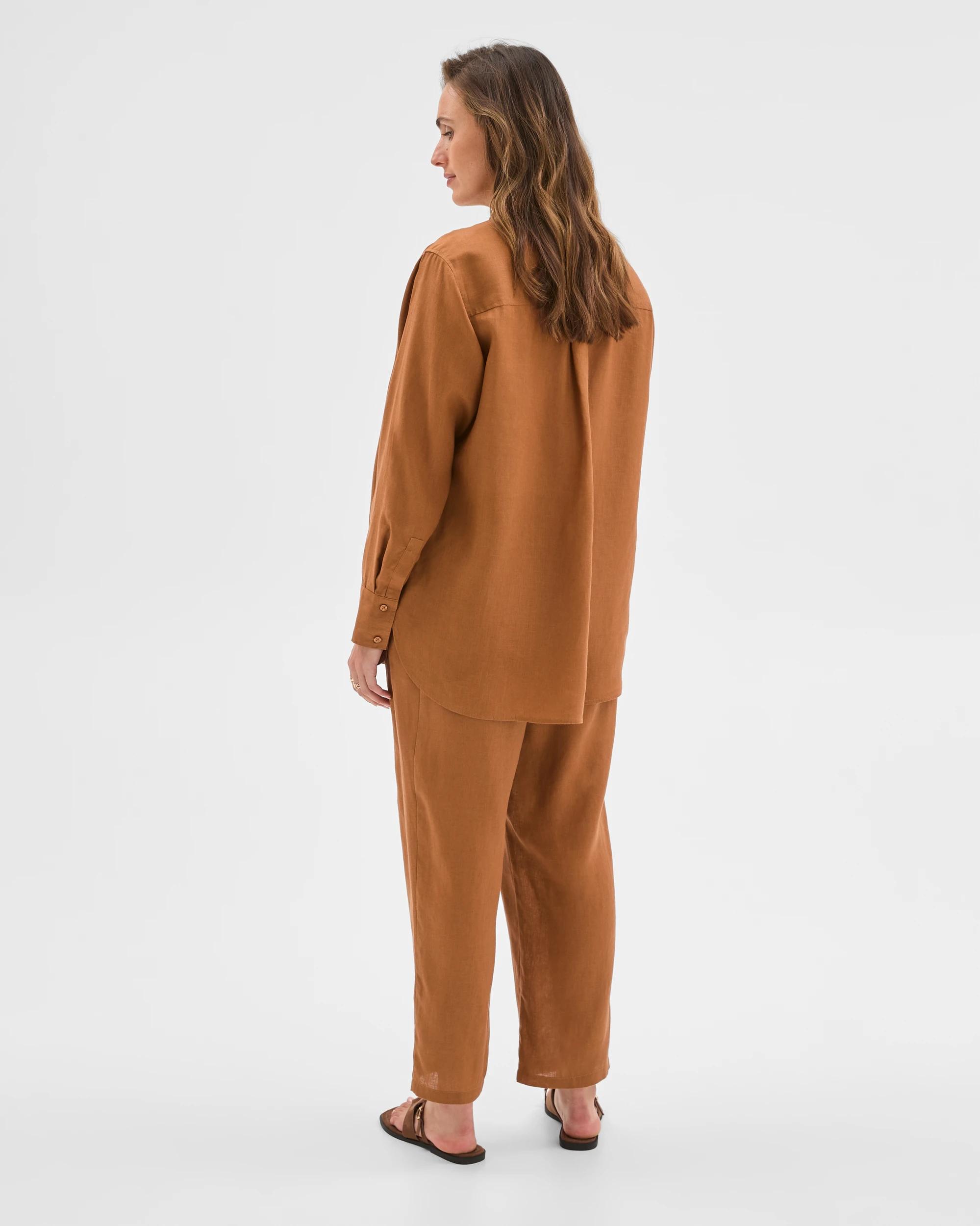 5 Target European Linen Long Sleeve Shirt BUTTERSCOTCH, 5 of 6