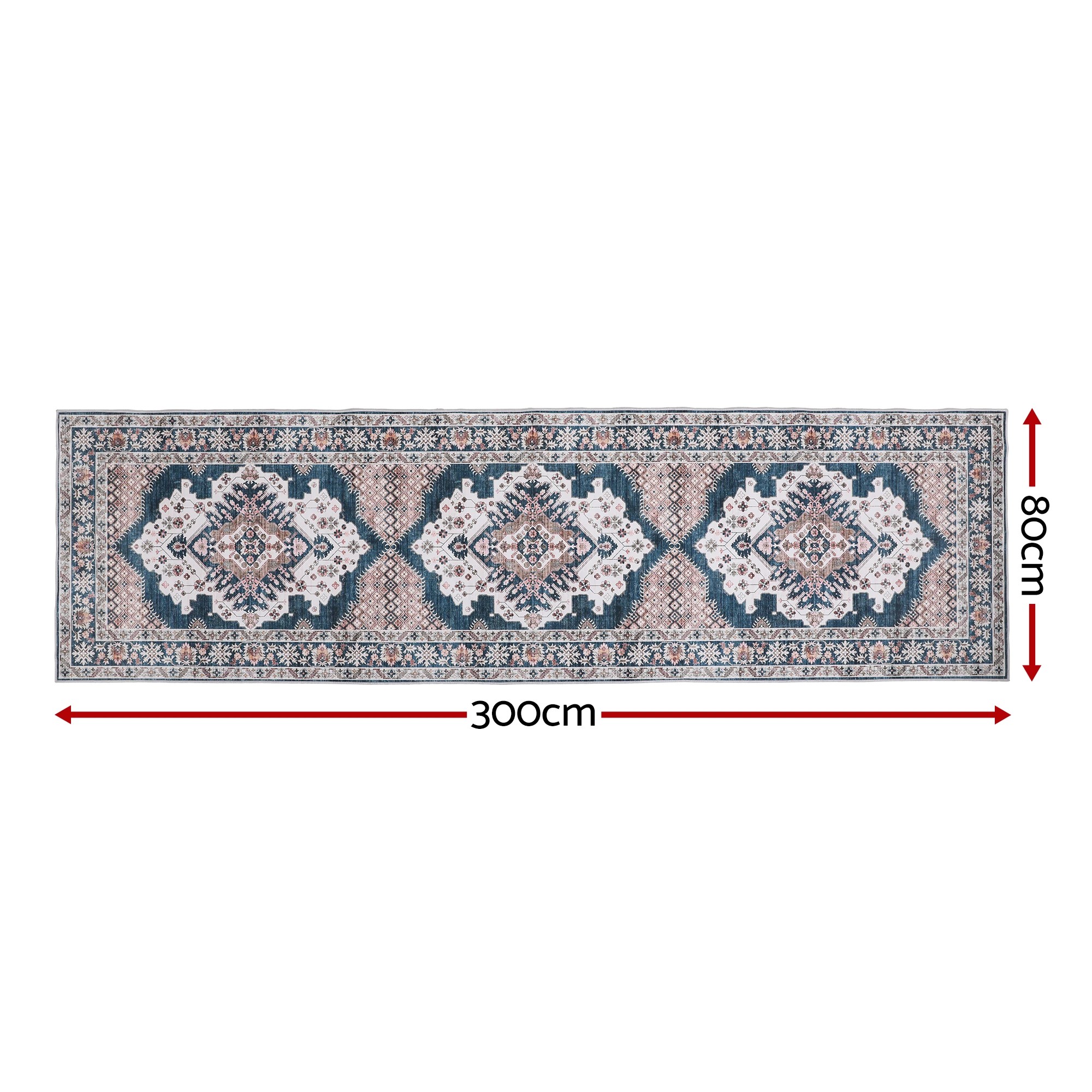 2 Artiss 80 x 300 cm Hallway Runner Rugs for Living Room 0.5cm Boho Decor - Blue, 2 of 10
