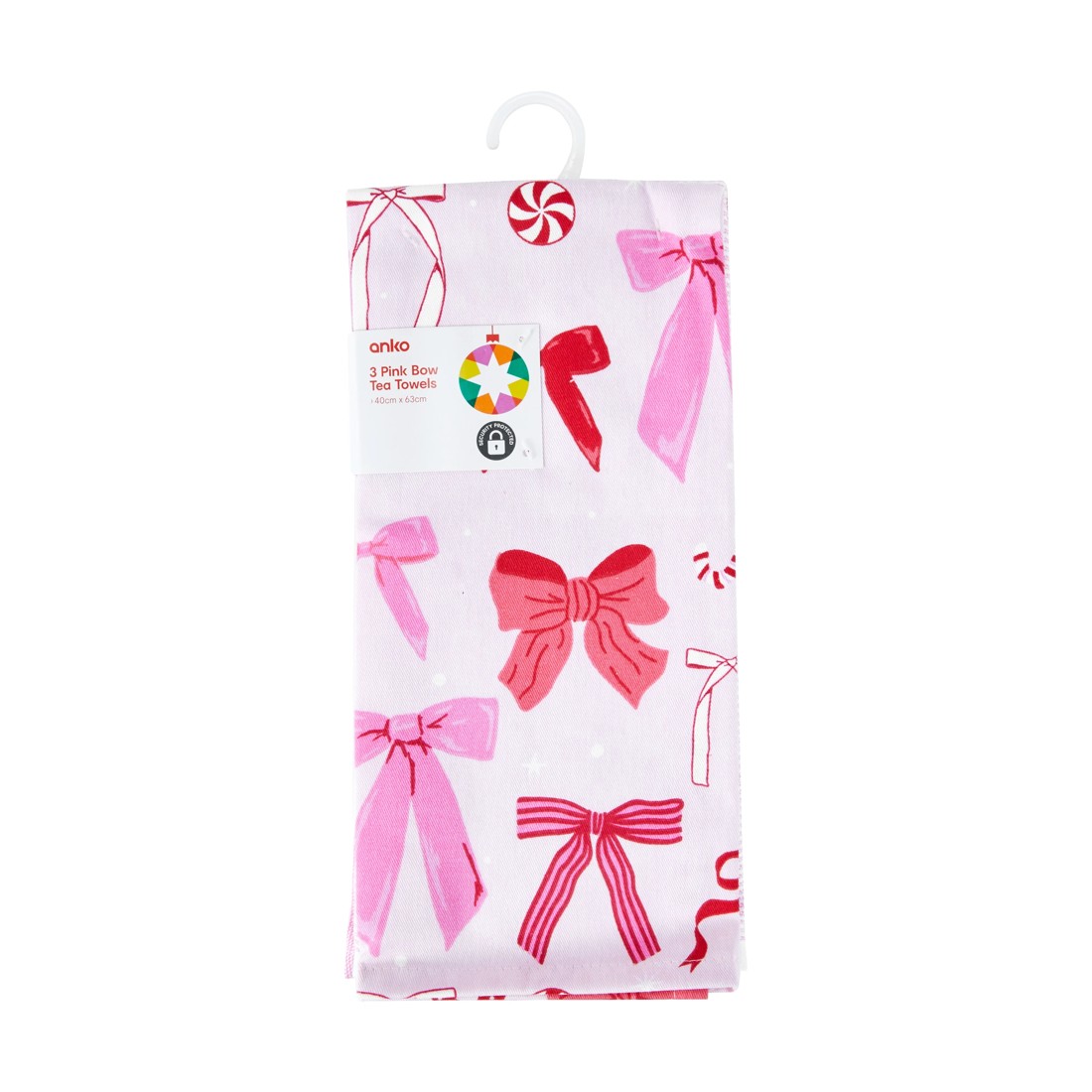 6 3 Pack Pink Bow Tea Towels, 6 of 6