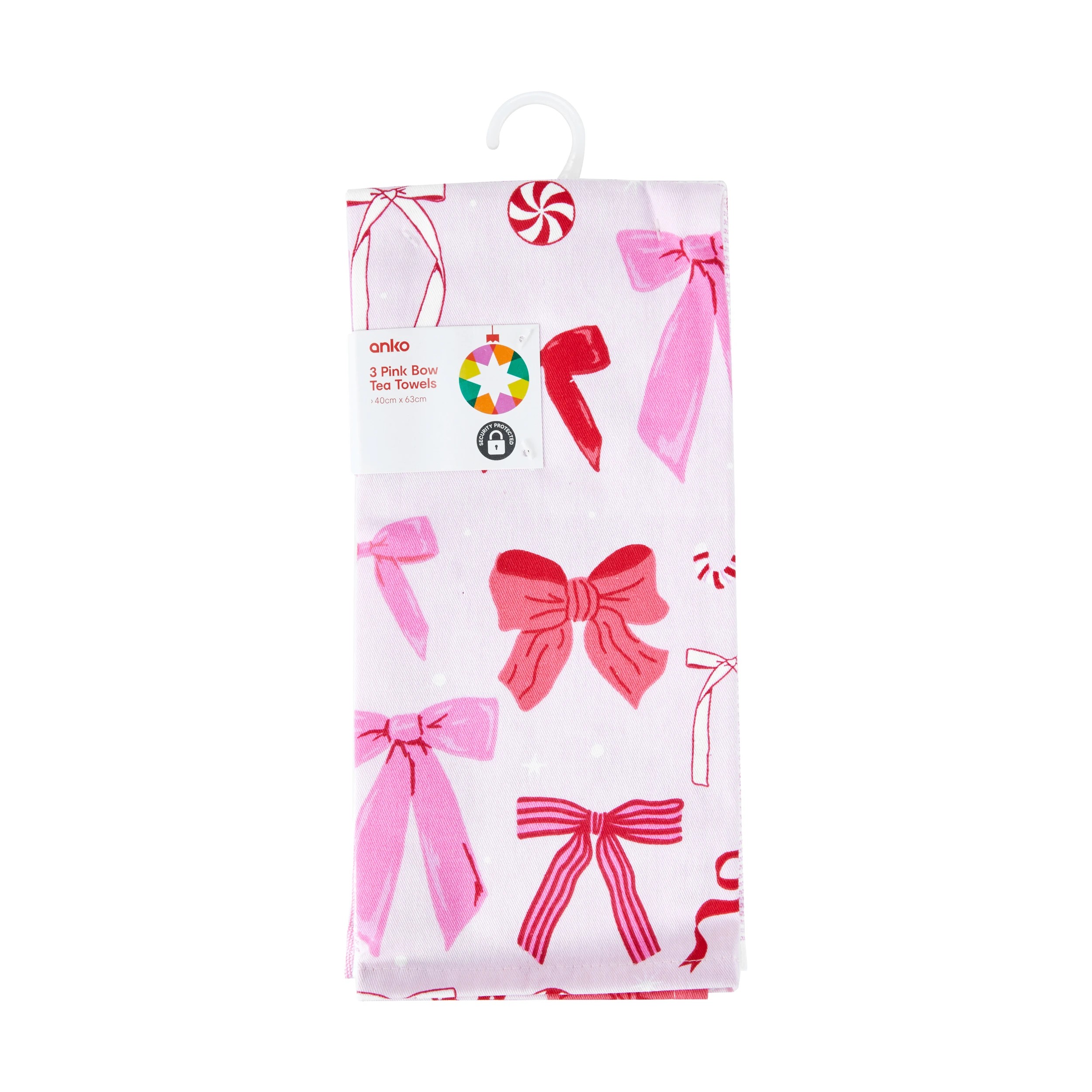 7 3 Pack Pink Bow Tea Towels, 7 of 7