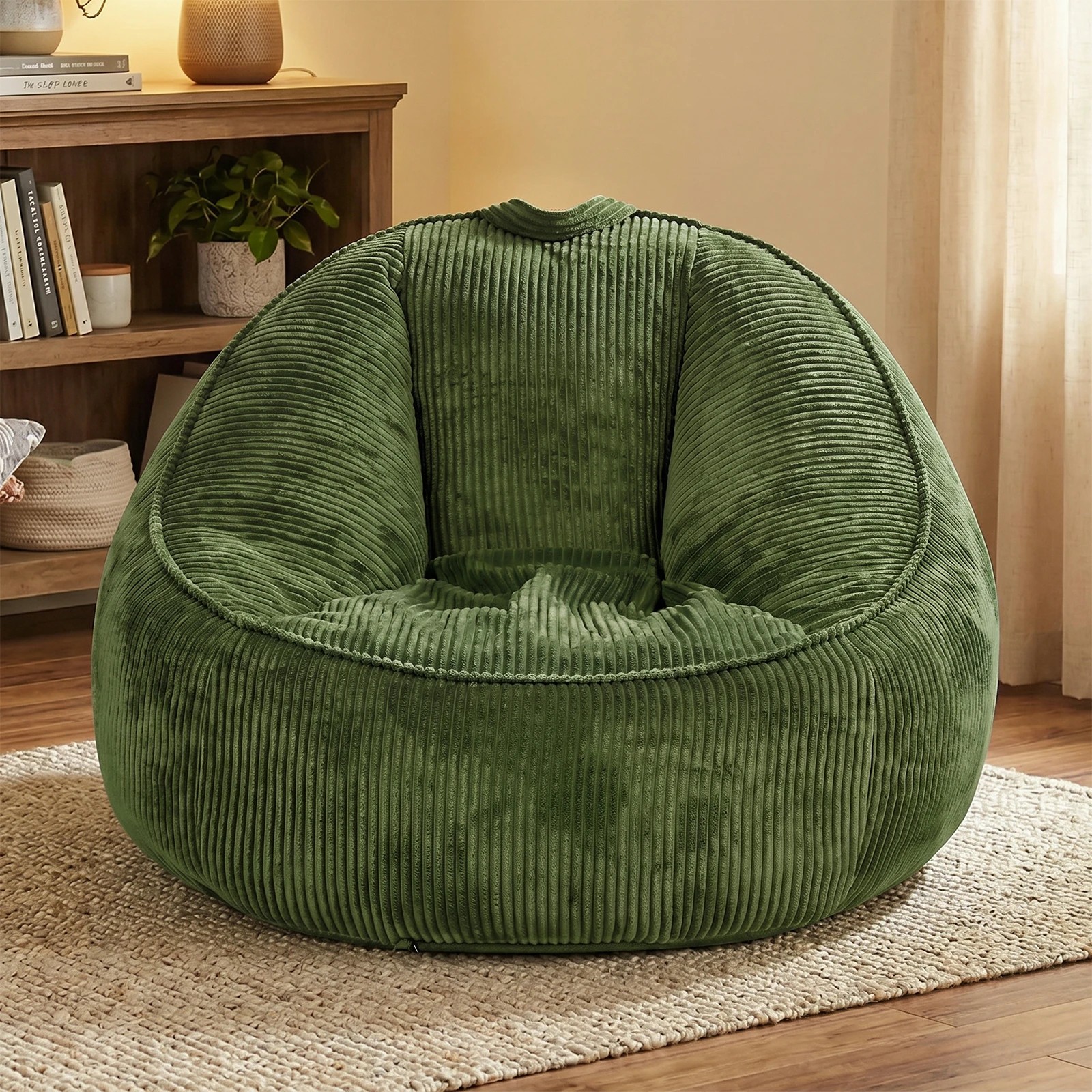 3 Advwin Bean Bag Chair Sofa w/ Handle Adults Teens Corduroy Lazy Floor Sofa - Green, 3 of 7