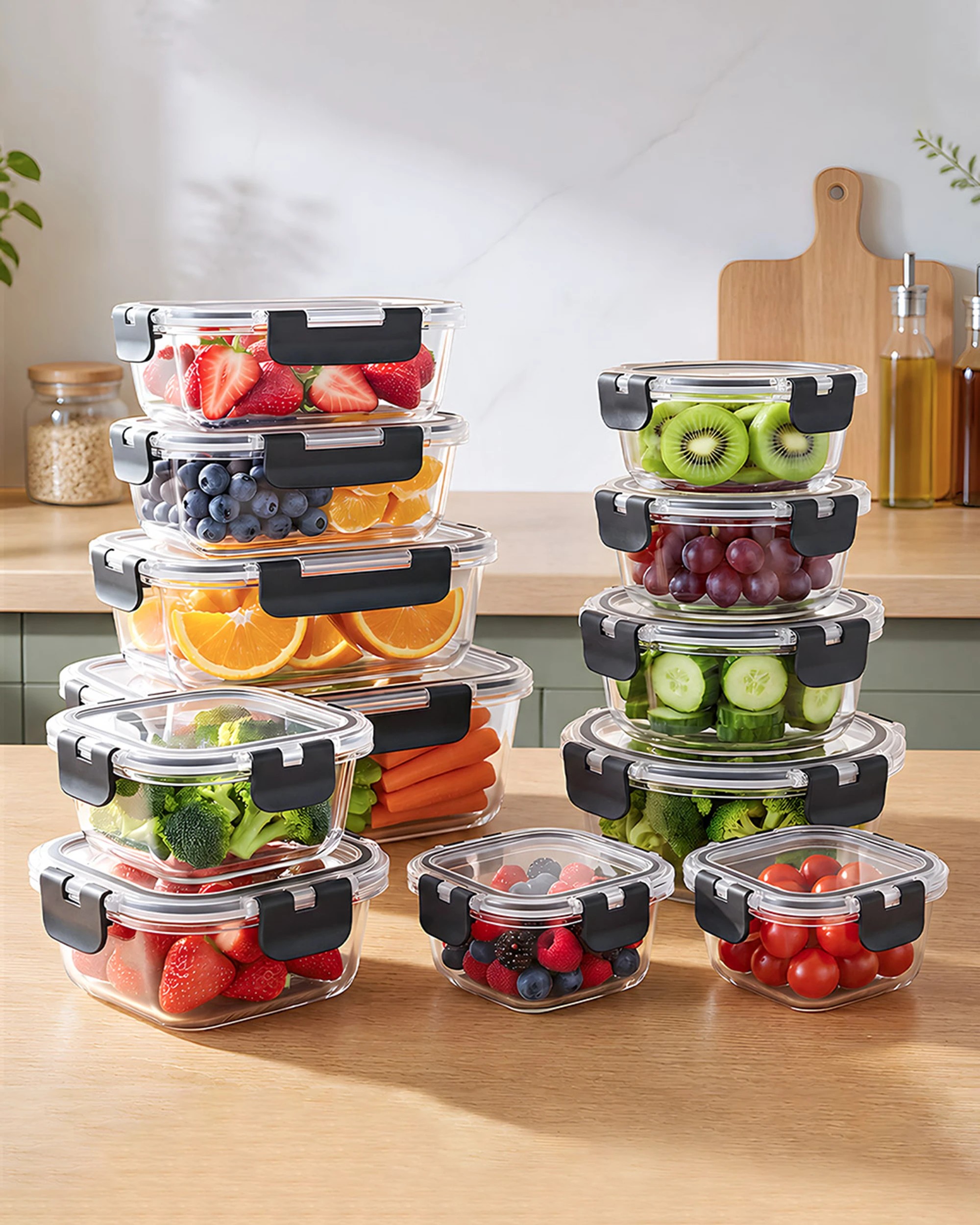 3 ZUNI Glass Food Container with Lid 12 Packs Airtight Meal Pre Storage, 3 of 8