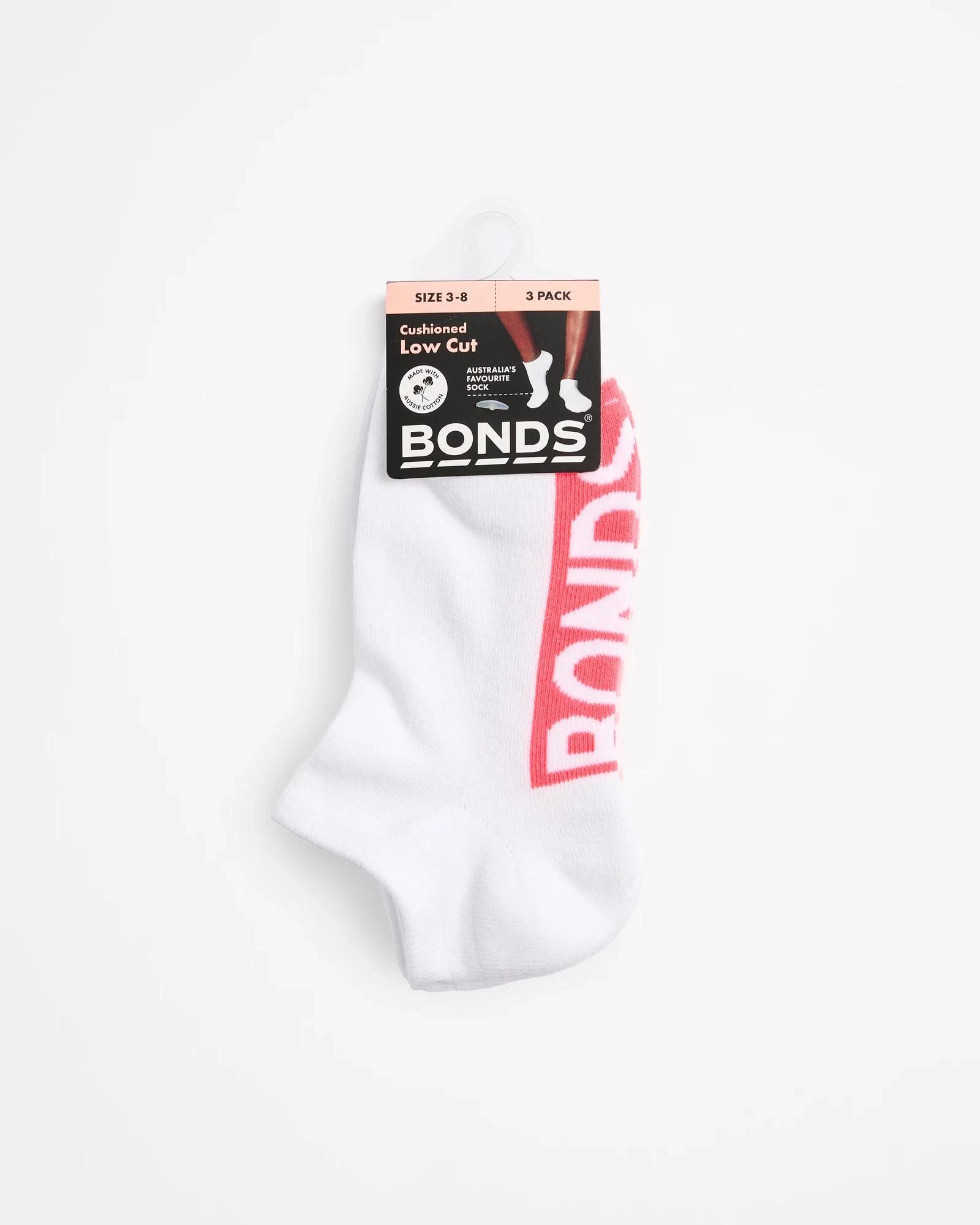 3 Women's Cotton Blend Cushioned Low Cut Socks 3 Pack - Bonds WHITE, 3 of 6