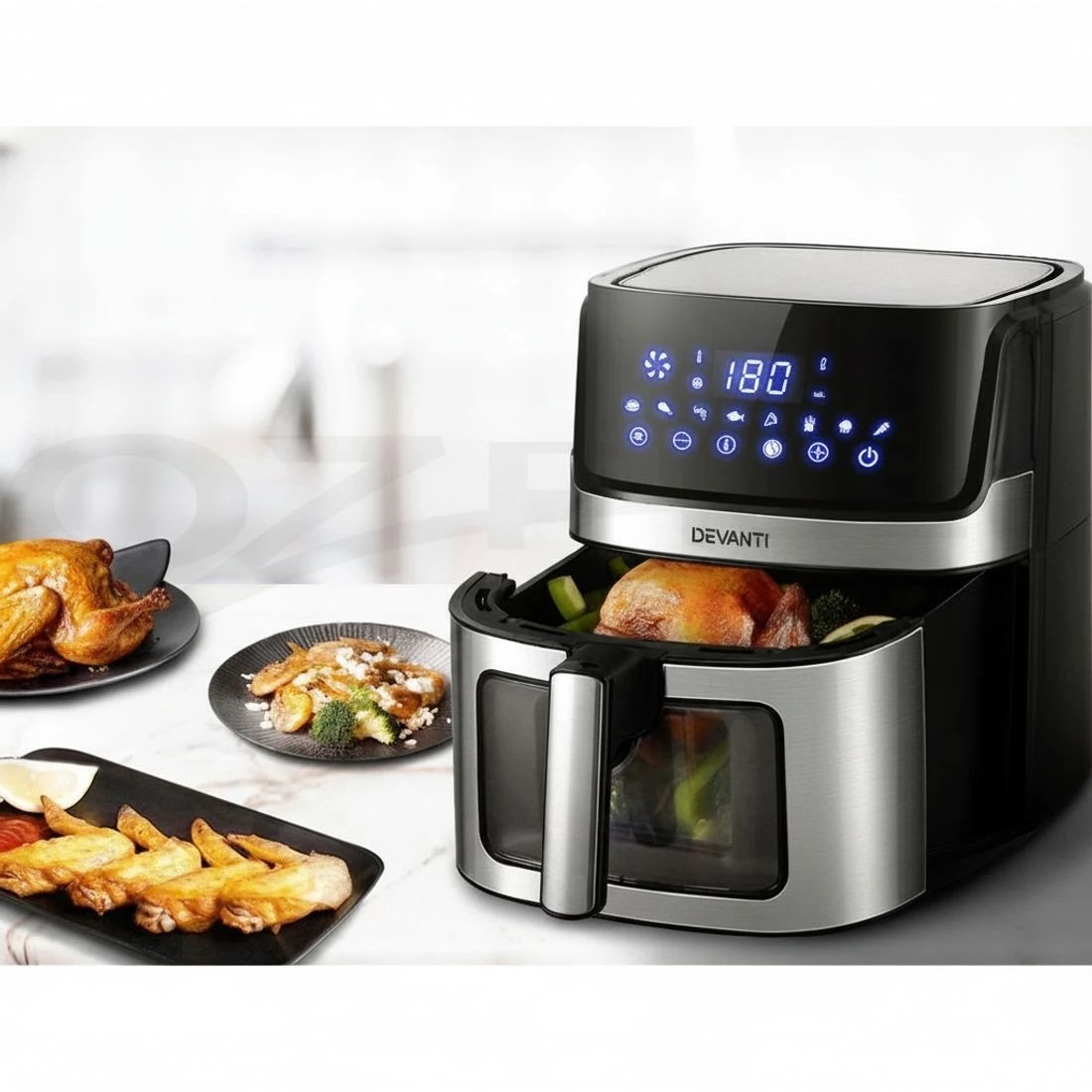 6 Devanti Air Fryer 6.5L LCD Fryers Clear - Black, 6 of 7
