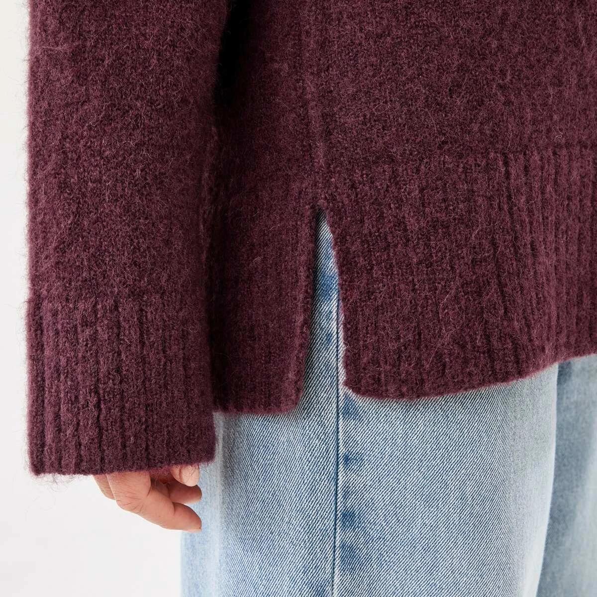 6 Fluffy V-Neck Jumper Mulberry, 6 of 6
