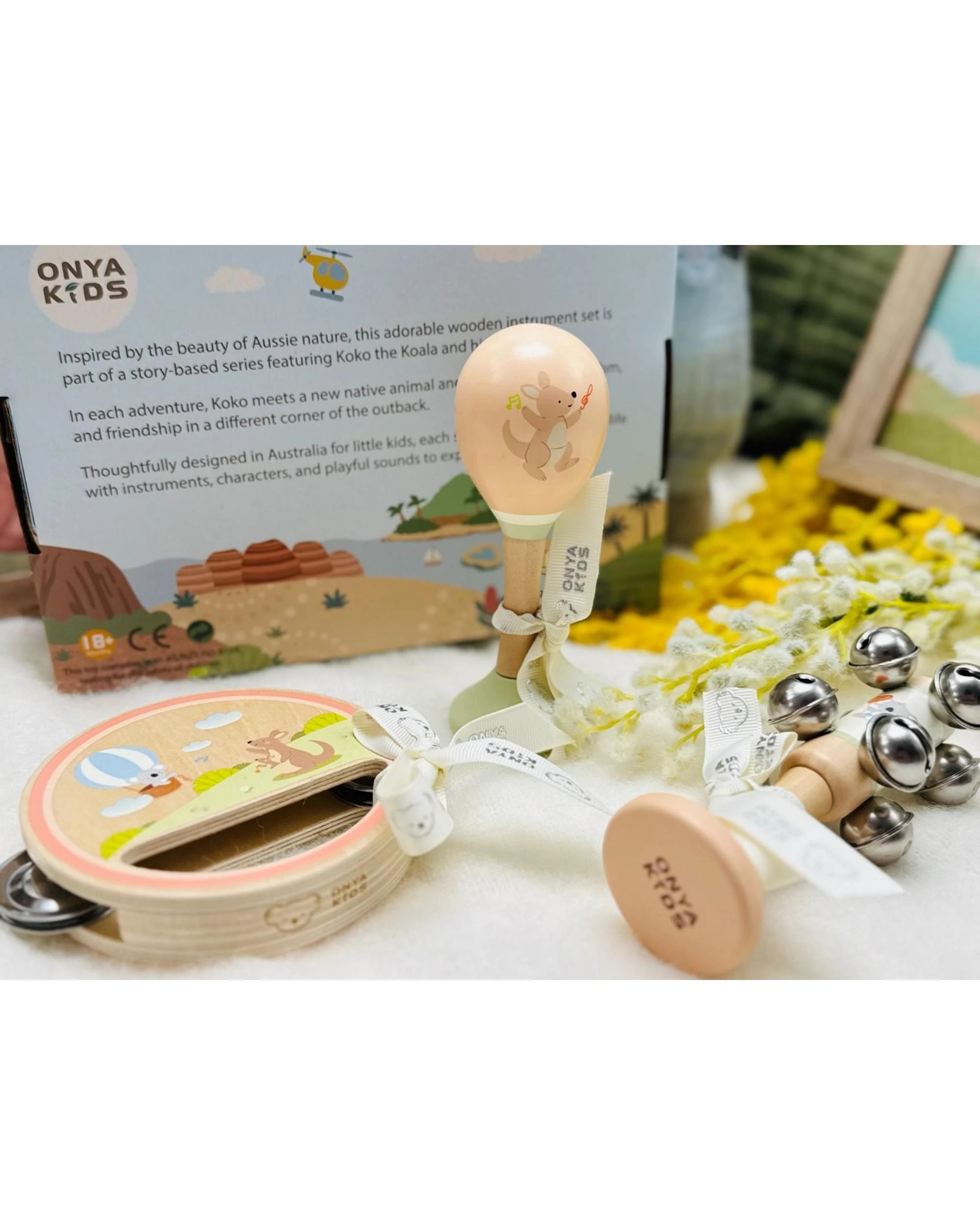 7 Onya Kids Koko's Music Adventure Koala and Kangaroo Wooden Music 3 Piece Set, 7 of 7
