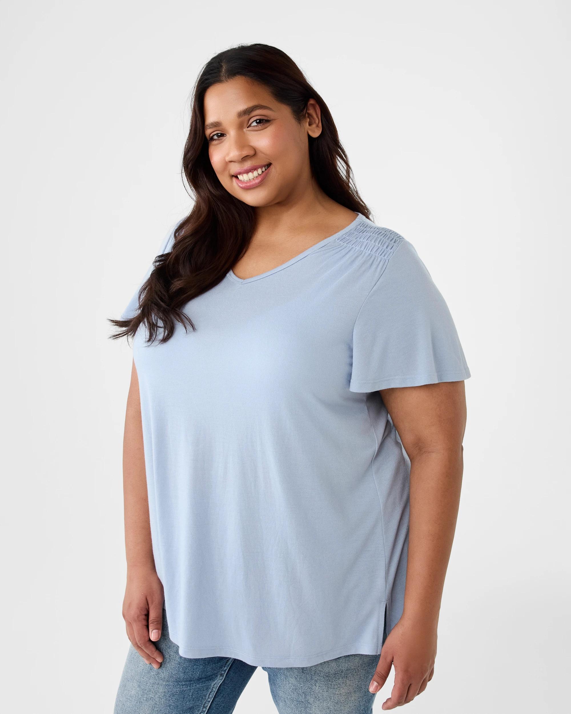 2 Curve Short Sleeve Shirred Shoulder T-shirt Blizzard, 2 of 6