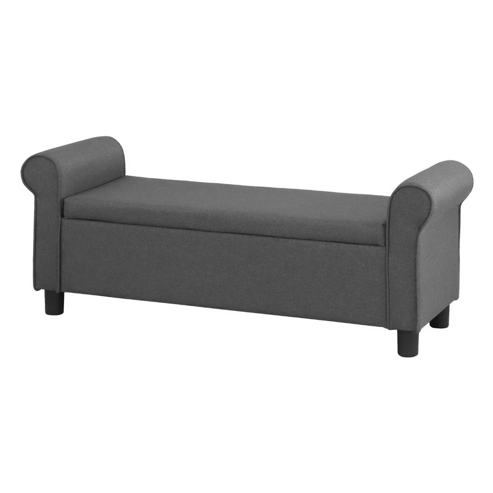 1 Artiss Storage Ottoman Blanket Box 125cm Arm Linen - Grey, 1 of 7