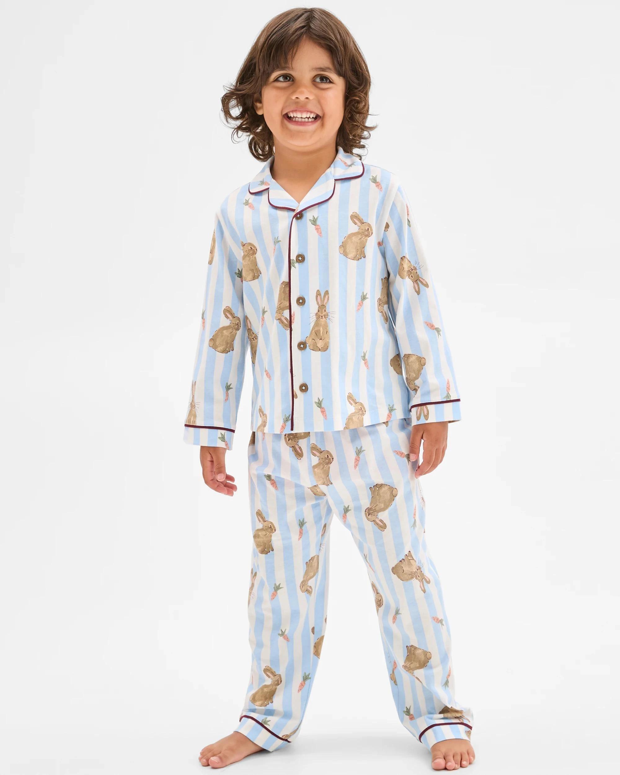 2 Target Kids Family Matching Australian Cotton Easter Younger Kids Pyjama Set - Bunny Stripe BUNNY BLUE, 2 of 9