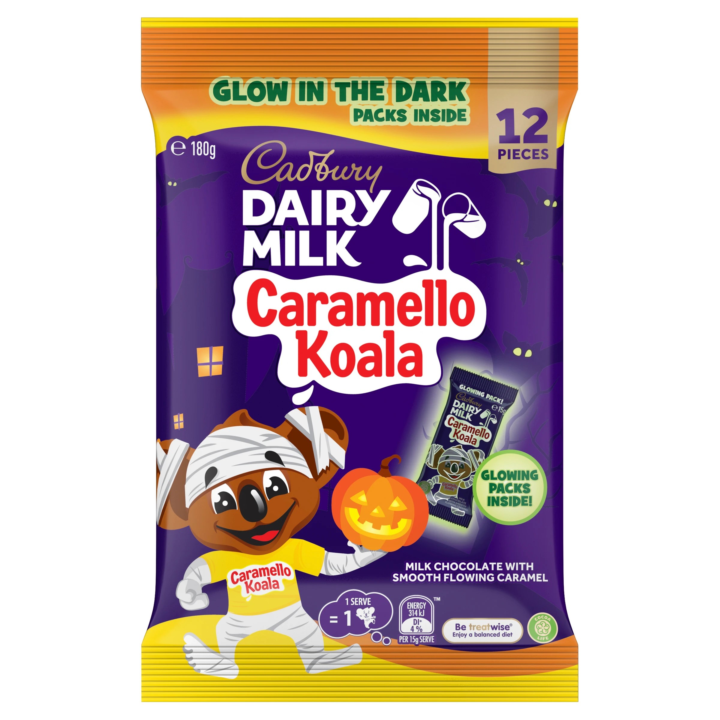 1 Cadbury 12 Piece Caramello Koala  Koala Glow in the Dark Sharepack 180g, 1 of 3