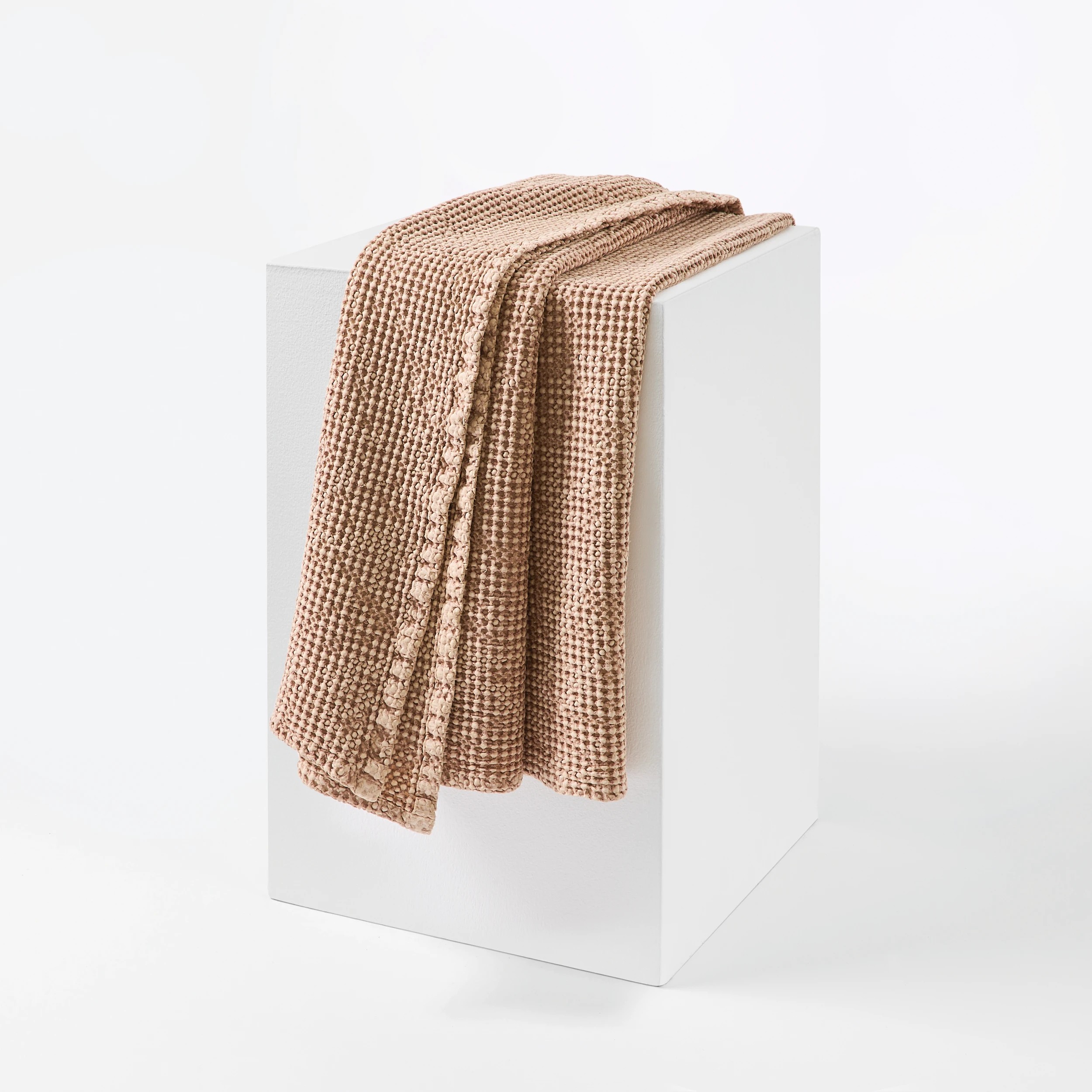 1 Stonewashed Australian Cotton Waffle Throw - Tan, 1 of 7