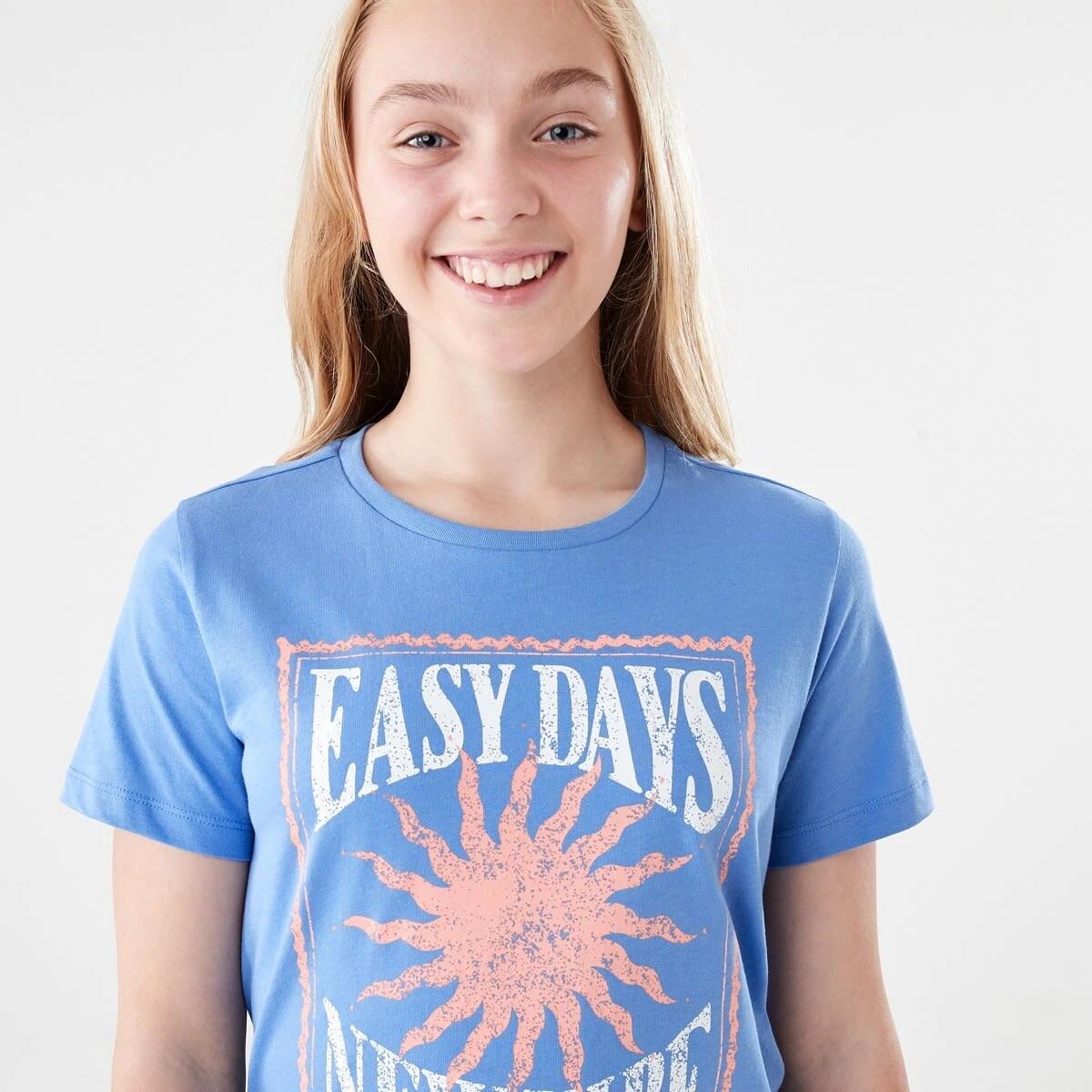 3 Short Sleeve Print T-shirt EASY DAYS NEW VIBE BLUE, 3 of 6