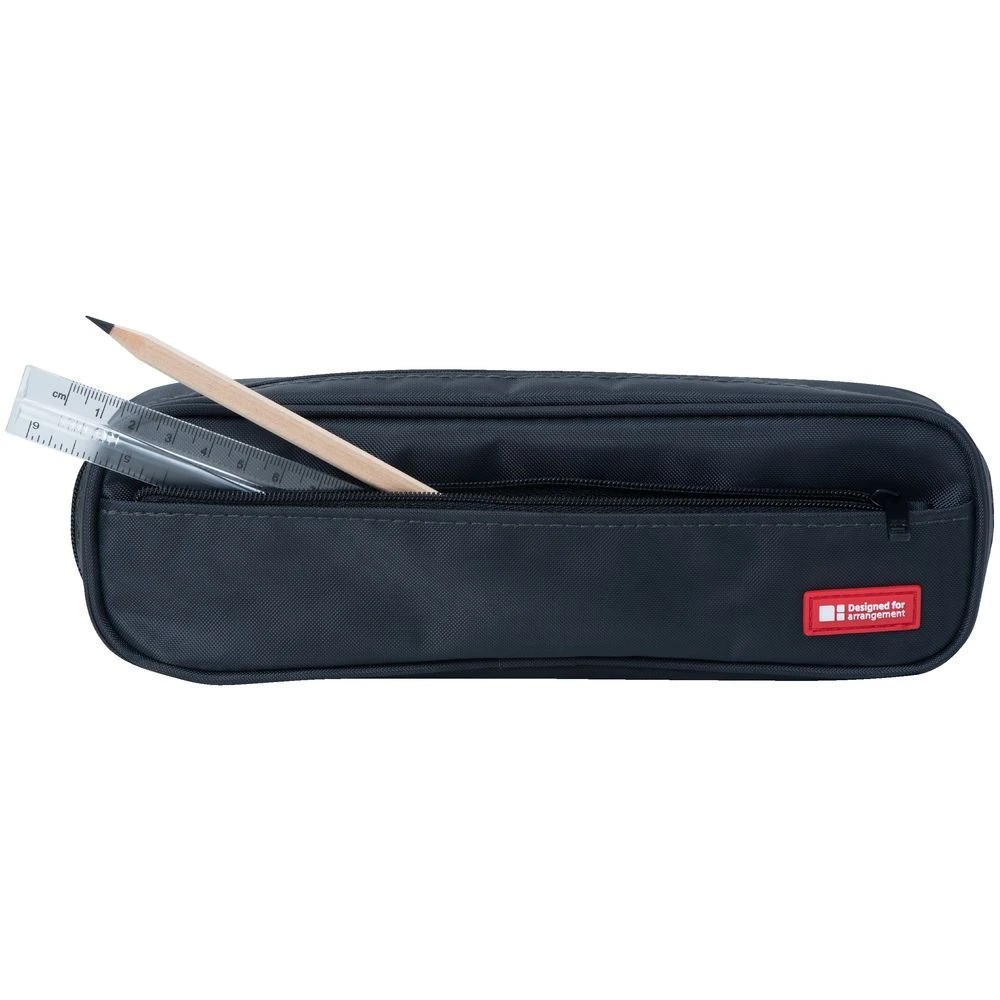2 Lihit Lab Twin Zip Tube Multi Compartment Pencil Case Black, 2 of 4