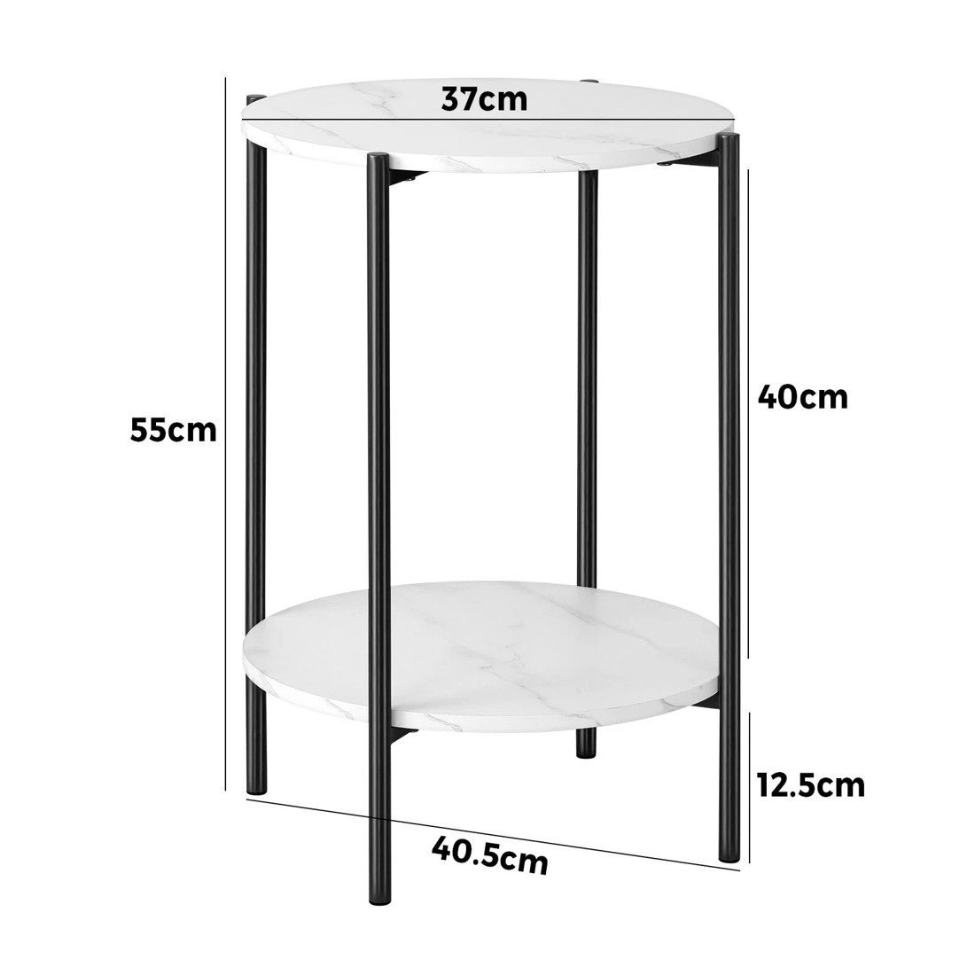 10 Oikiture Side End Table Coffee Sofa Bedside Nightstand Marble-like Round
 - Multi, 10 of 10