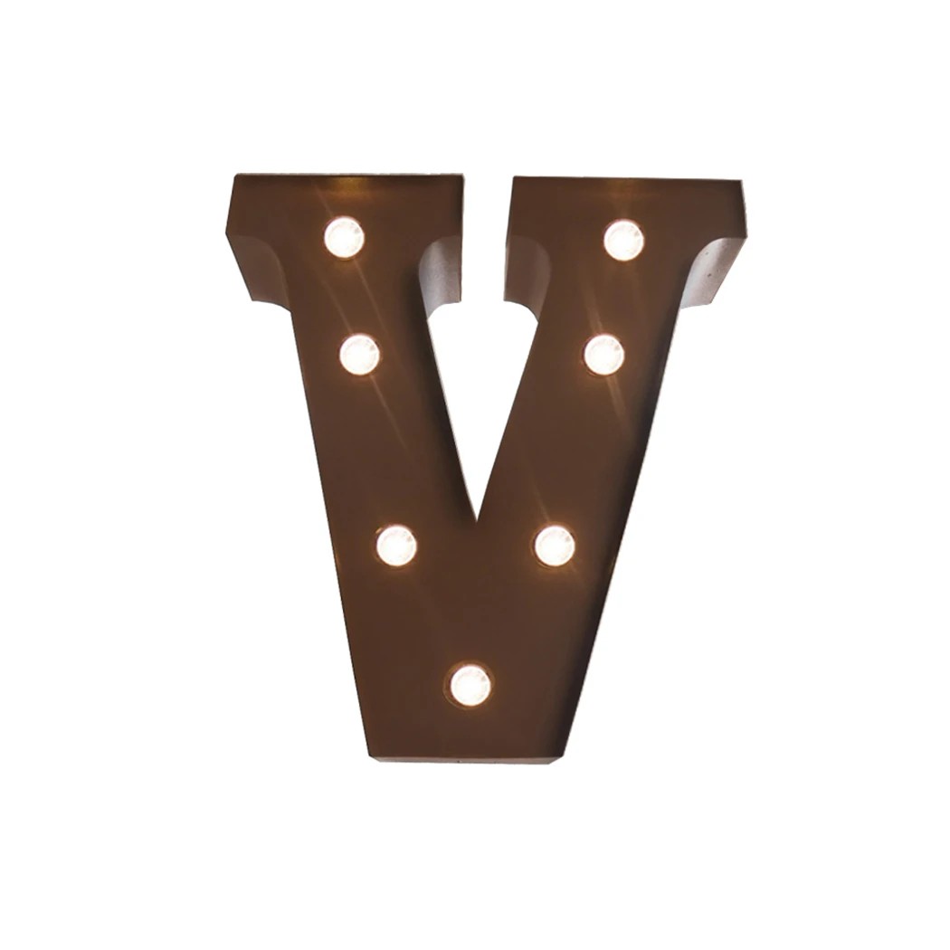 1 Emitto LED Metal Letter Lights Free Standing Hanging Marquee Event Party D?cor Letter V, 1 of 5
