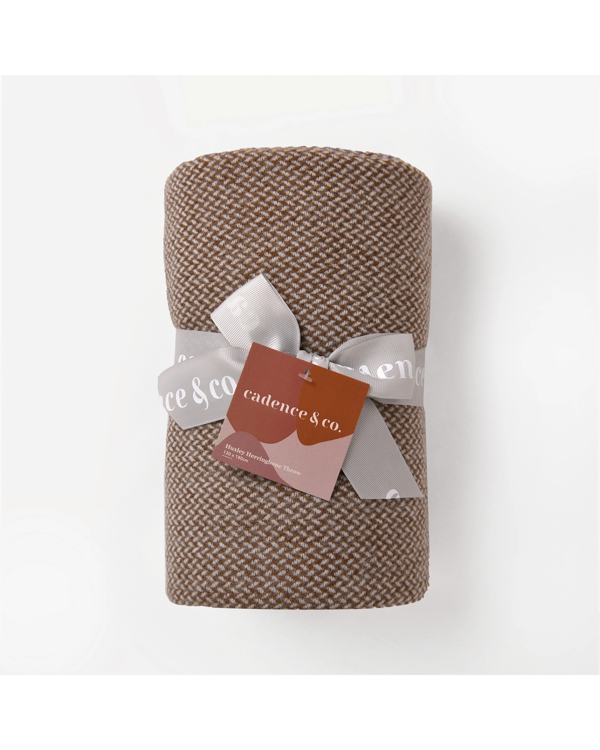 4 Cadence & Co. Huxley Herringbone Throw 130x180cm - Toffee, 4 of 4