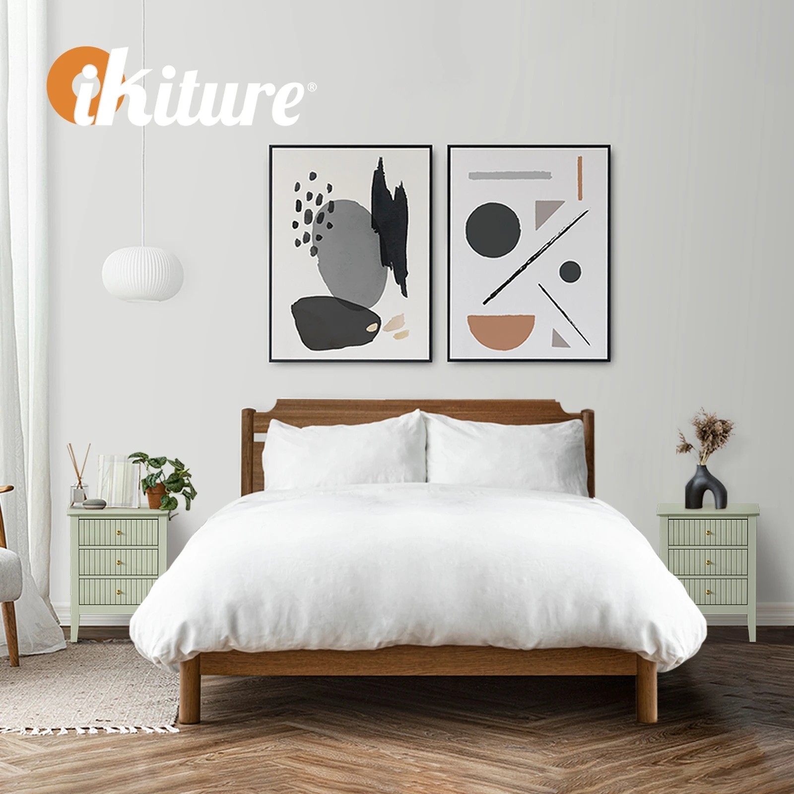 5 Oikiture Bedside Table 3 Drawers Side End Storage Furniture Nightstand
 - Green, 5 of 10