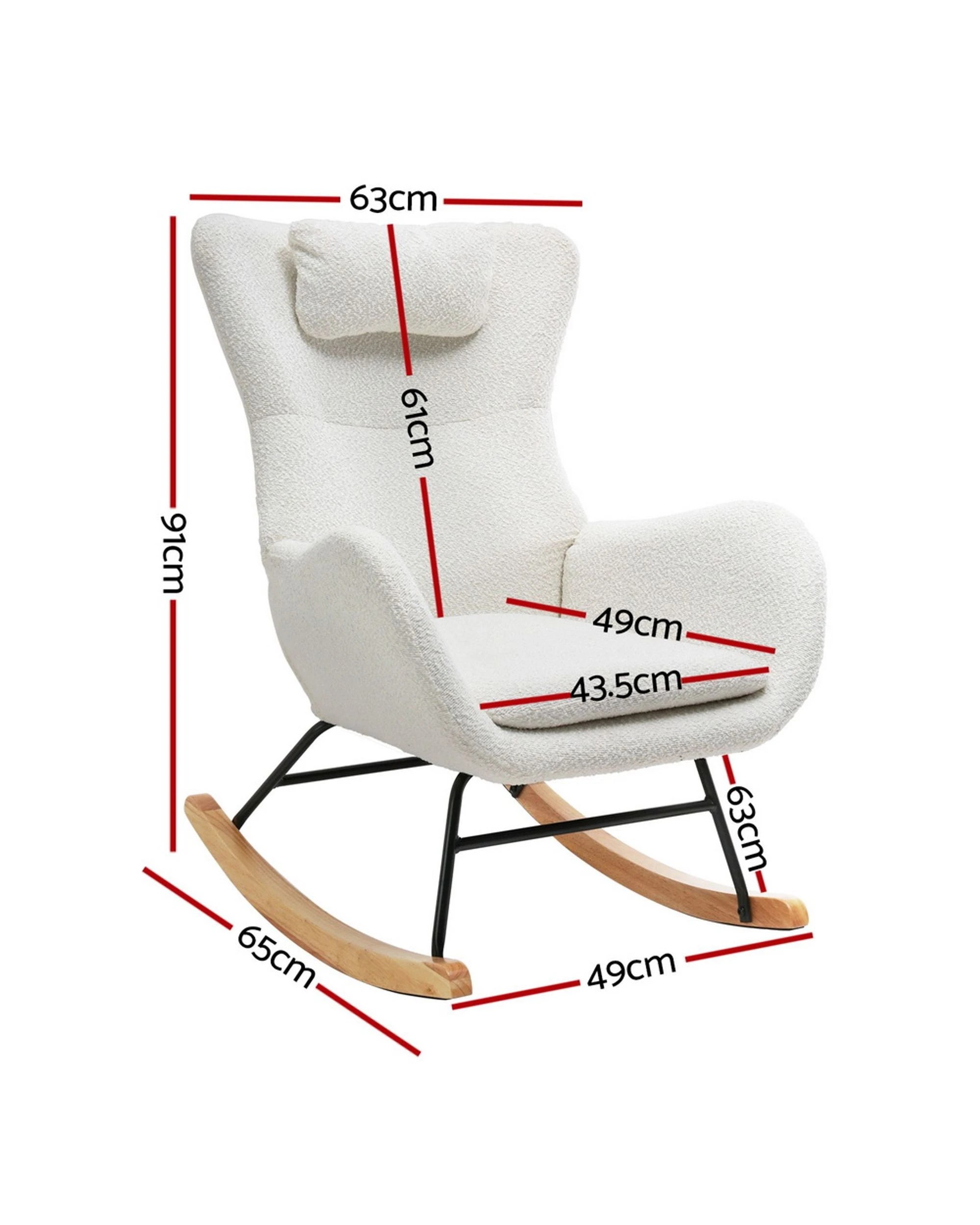 3 Artiss Rocking Chair Armchair Pillow
 - White, 3 of 3