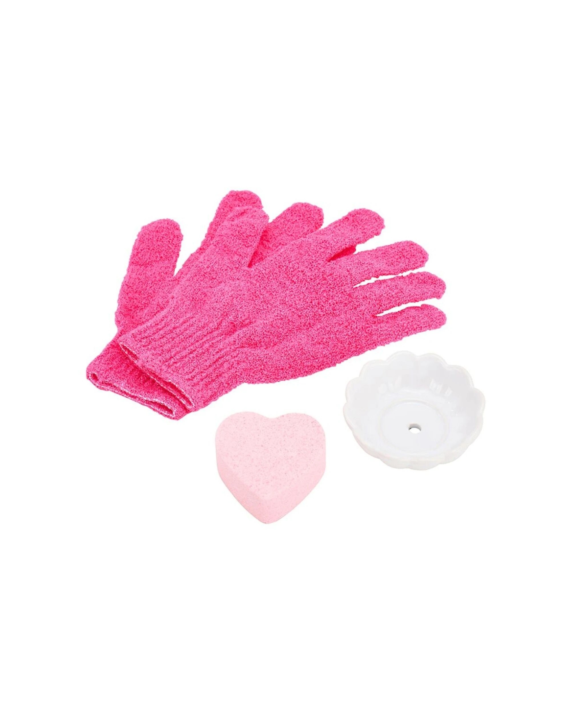 2 Annabel Trends 3pc Shower Bath Gift Set With Steamer Gloves Dish Festive - Pink, 2 of 7