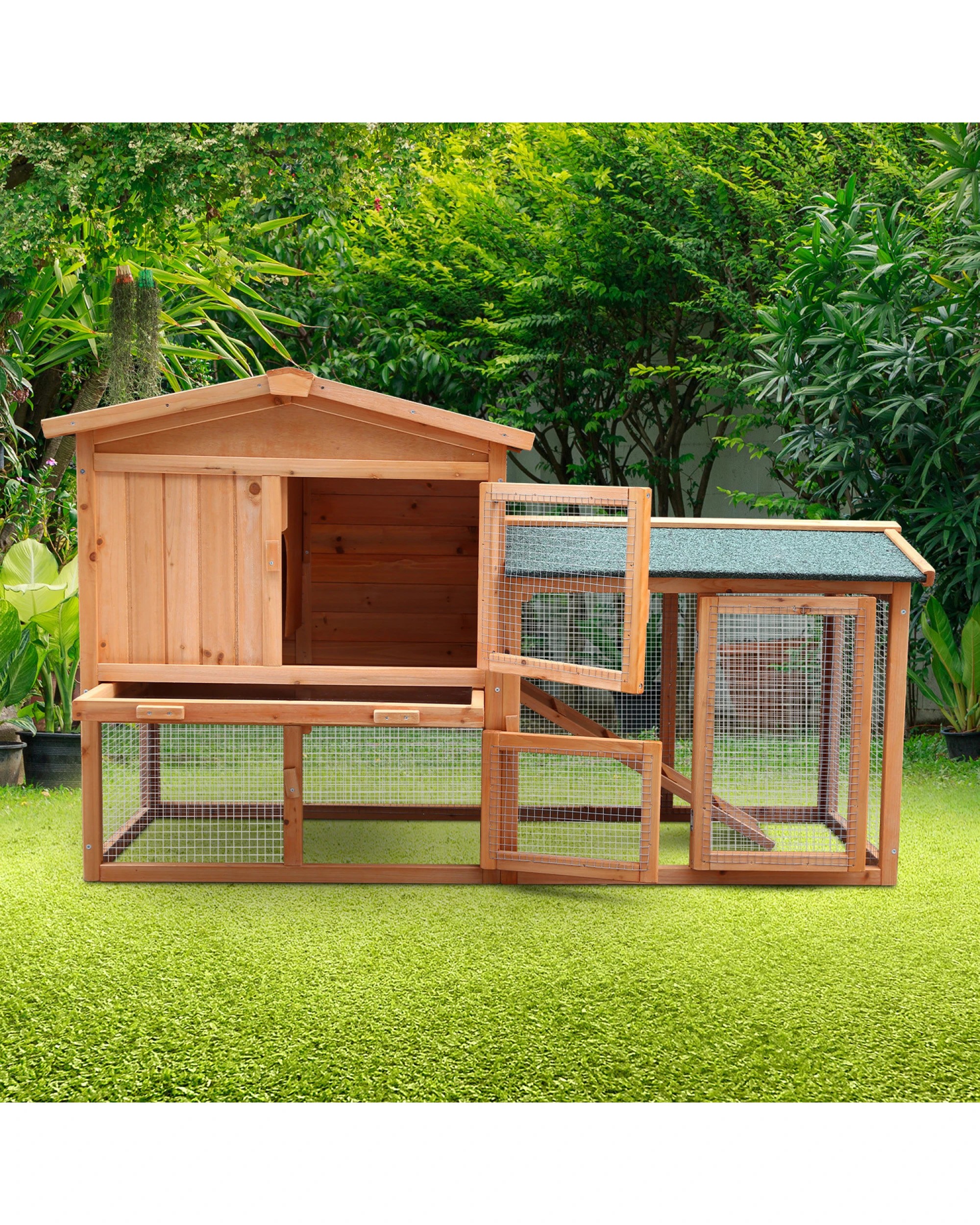 6 Furtastic Large Wooden Chicken Coop and Rabbit Hutch With Ramp - Brown, 6 of 9