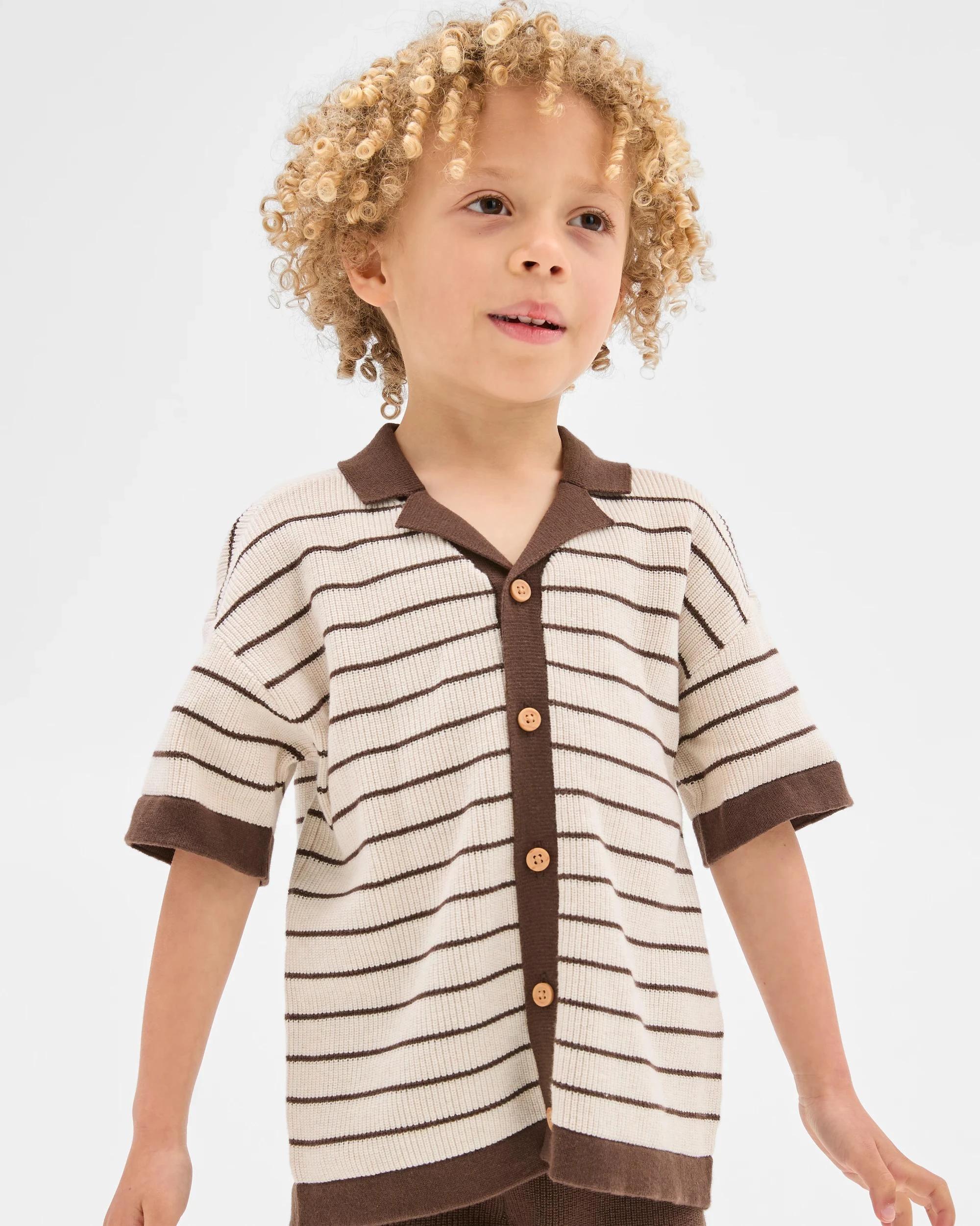 2 Target Australian Cotton Knit Shirt and Short 2 Piece Set BROWN STRIPE, 2 of 5