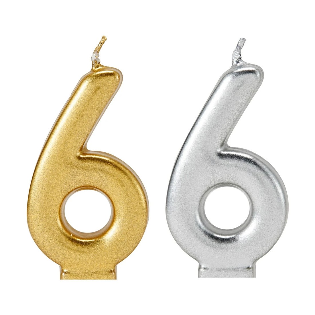 5 Metallic Candle Number 6 - Assorted, 5 of 6