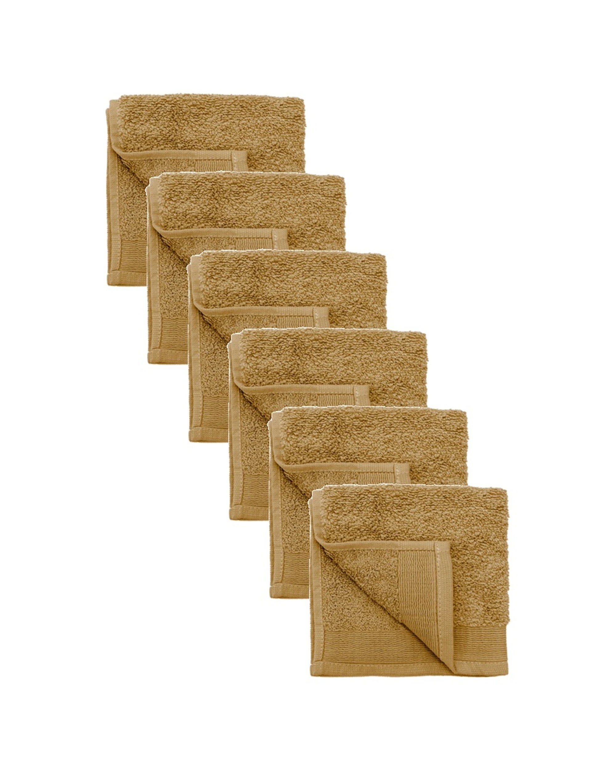 1 Bambury Elvire 600gsm Soft Absorbent Cotton Face Washer 6PK 33x33cm - Brown, 1 of 6