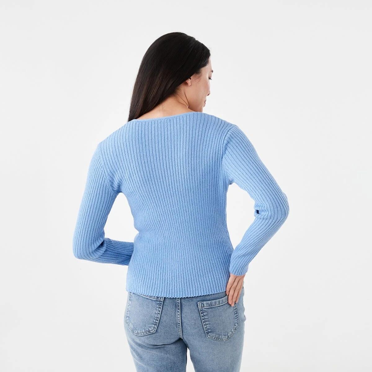 3 Textured V-Neck Top Cornflower, 3 of 6