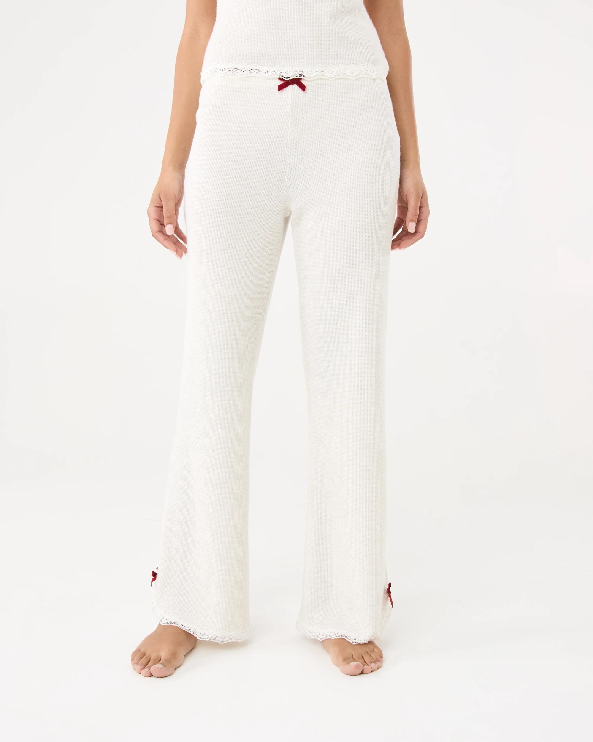 1 Lace Trim Waffle Pants Marled Oat, 1 of 6