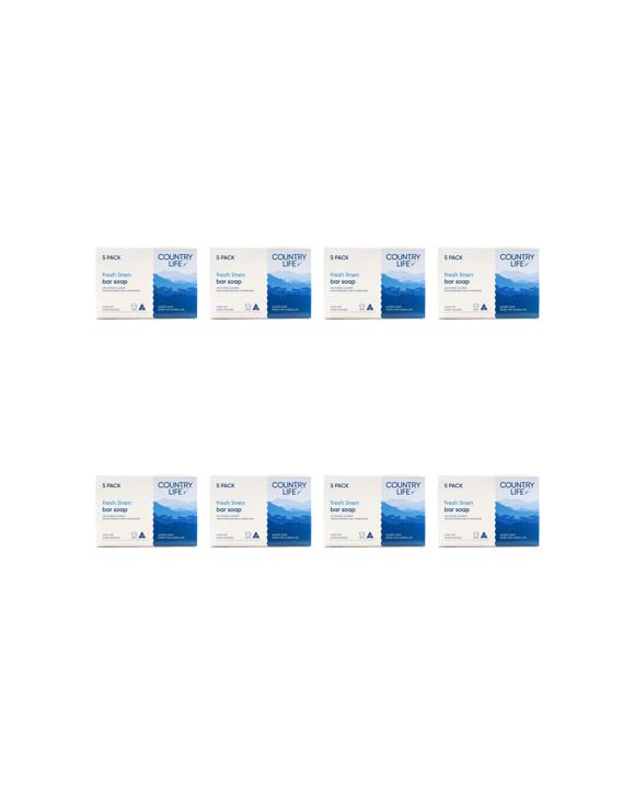 Country Life 8 x 5pc Soap Bars 450g Fresh Linen 3x More Moisturiser - White