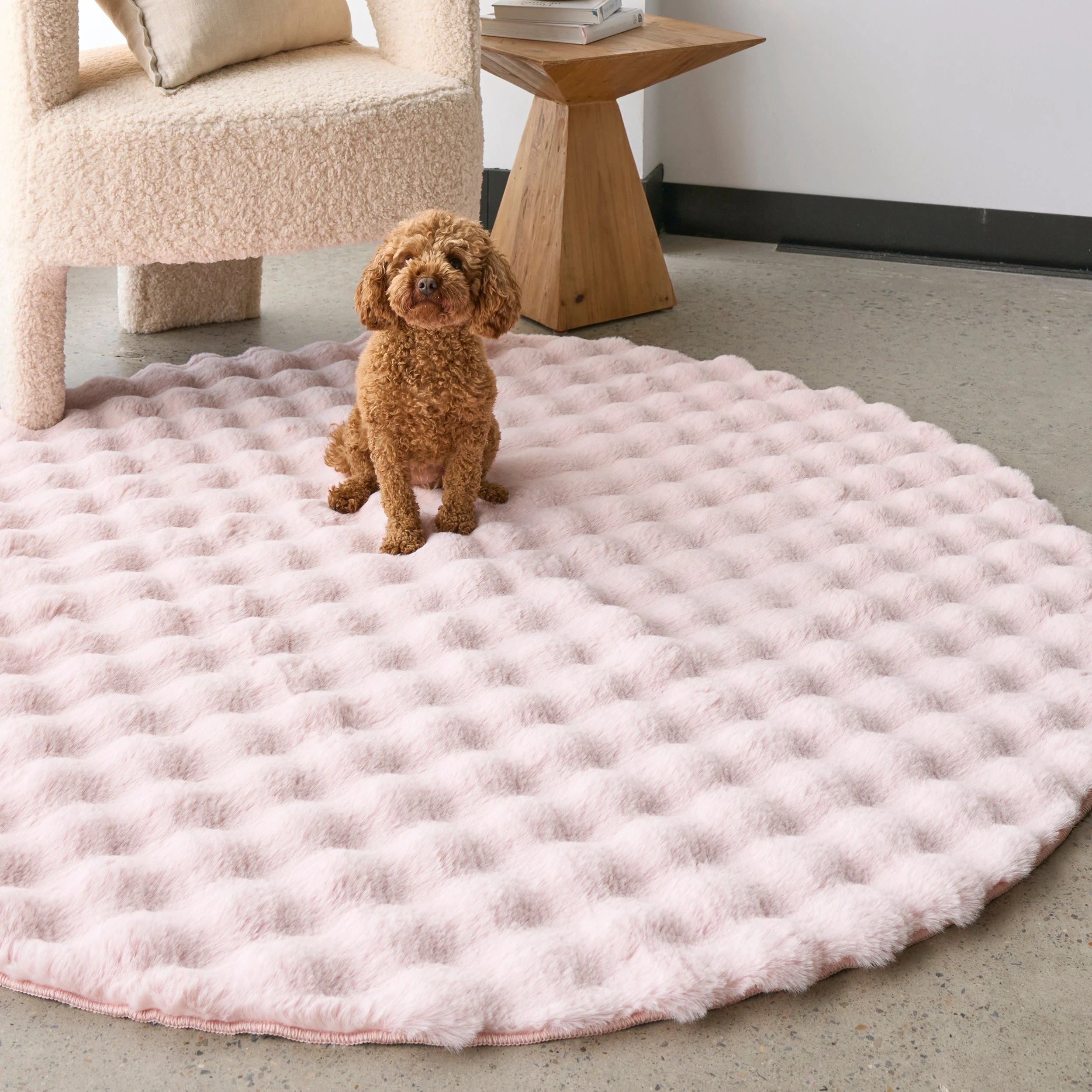 2 Common Ground Rugs PureForm 100x100cm - Small Washable Round Rug - Pink, 2 of 8