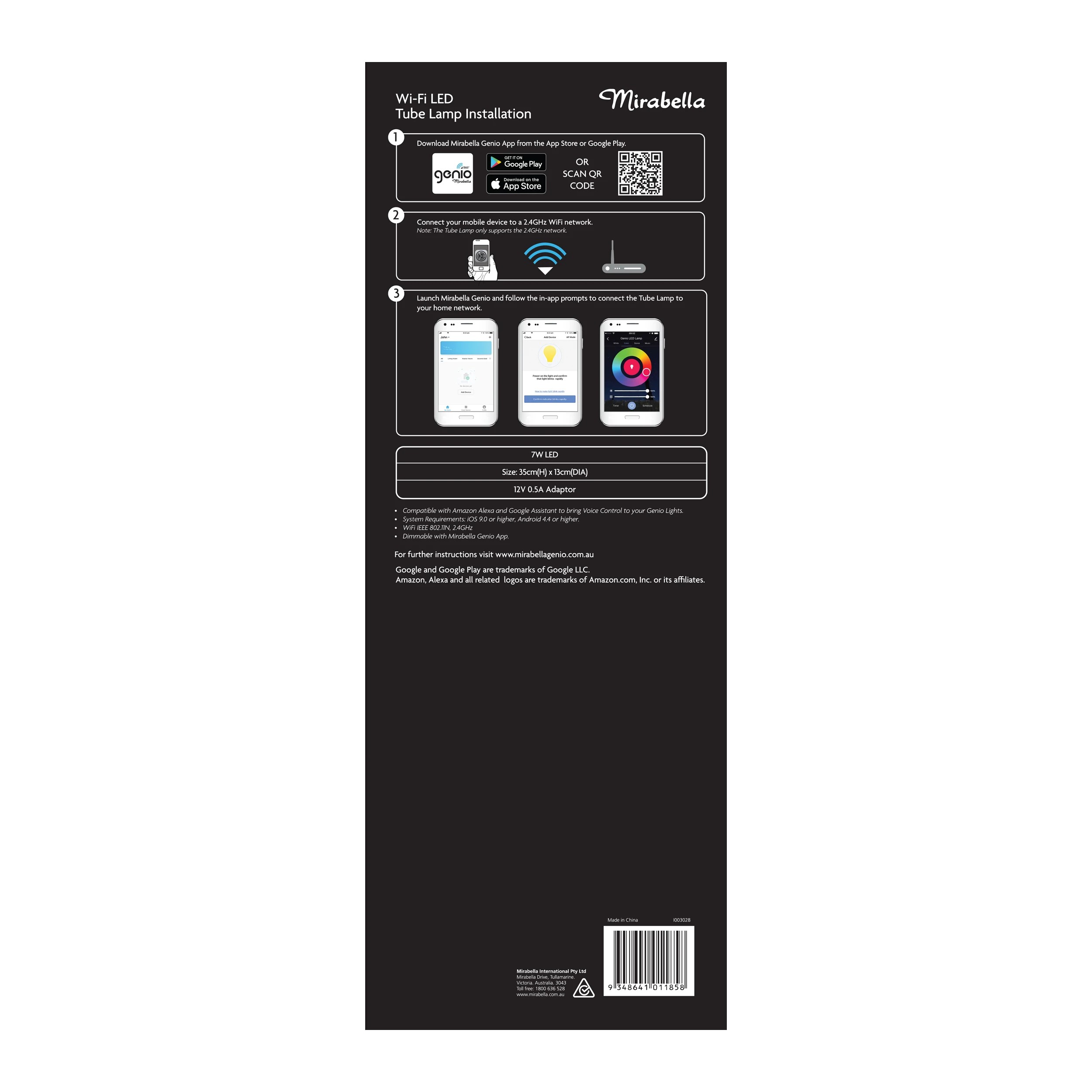 5 Mirabella Genio Wi-Fi Dimmable 7W LED Tube Lamp, 5 of 5