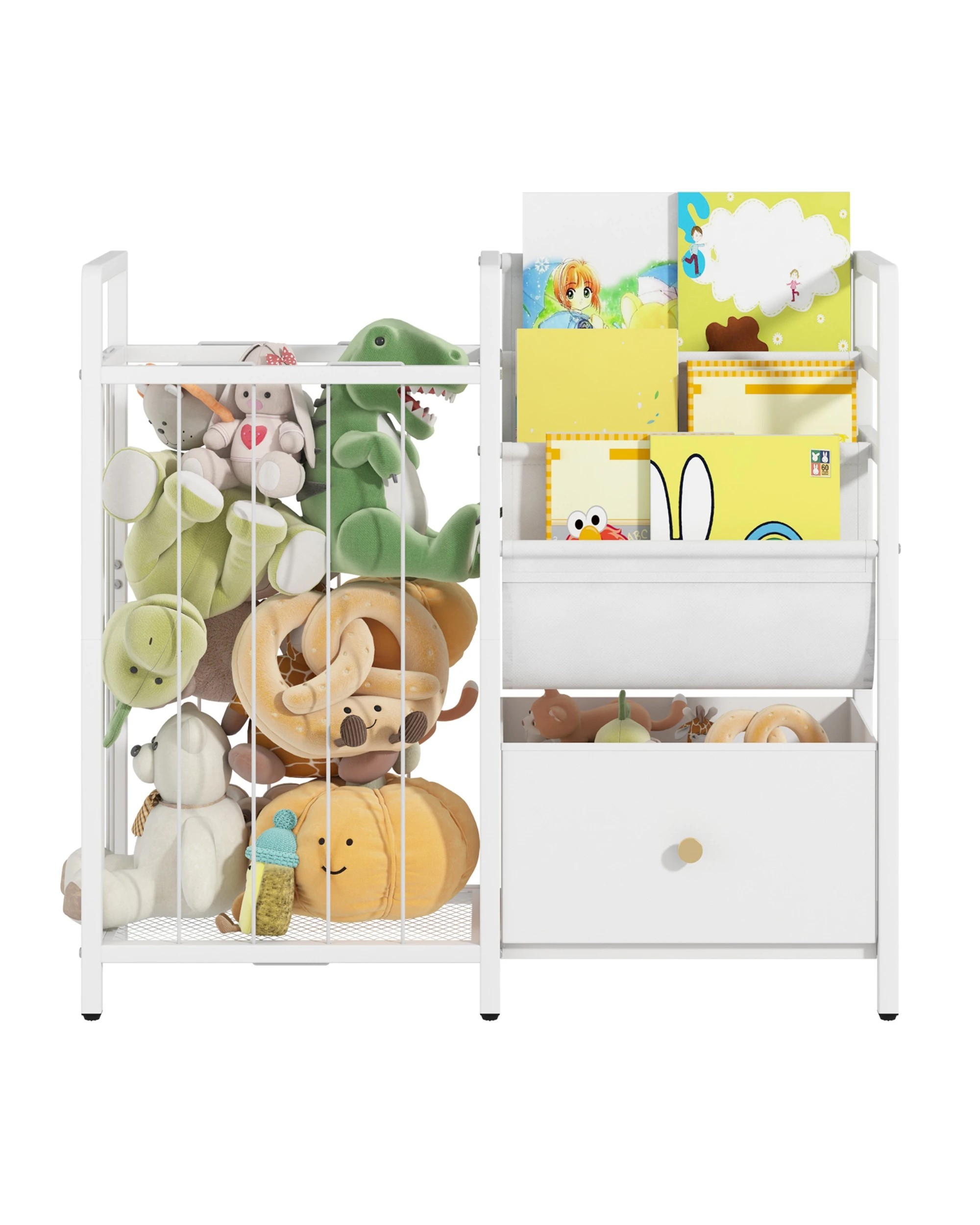 5 Advwin 3-in-1 Kids Bookshelf Toy Storage 3-Tier Toddler Bookcase w/ Stuffed Animal Storage & Drawer, 5 of 9