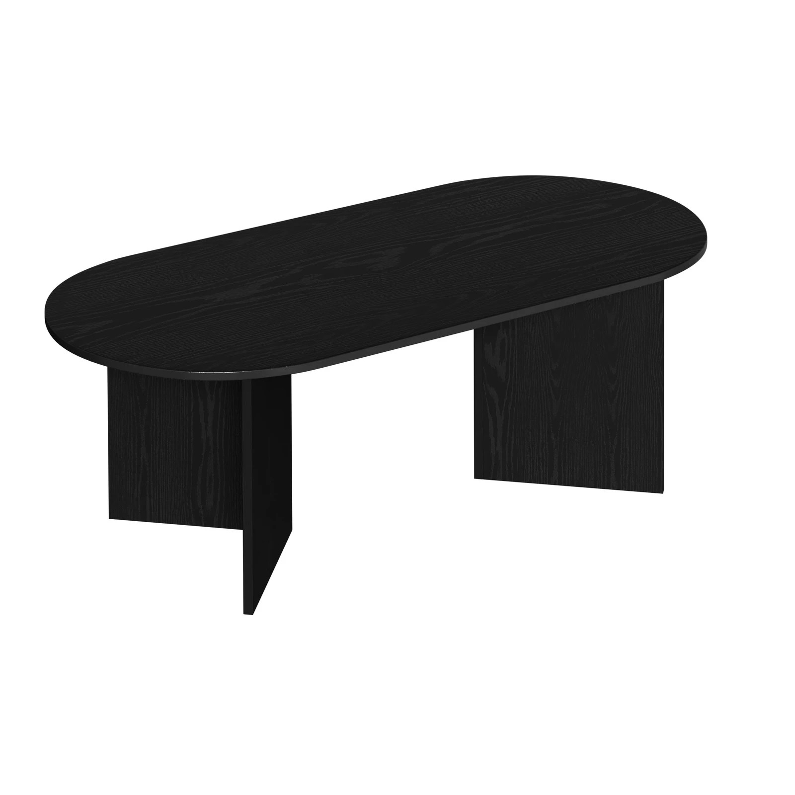 7 Oikiture Coffee Table Sofa End Table Oval Side Cafe Desk Timber - Black, 7 of 9