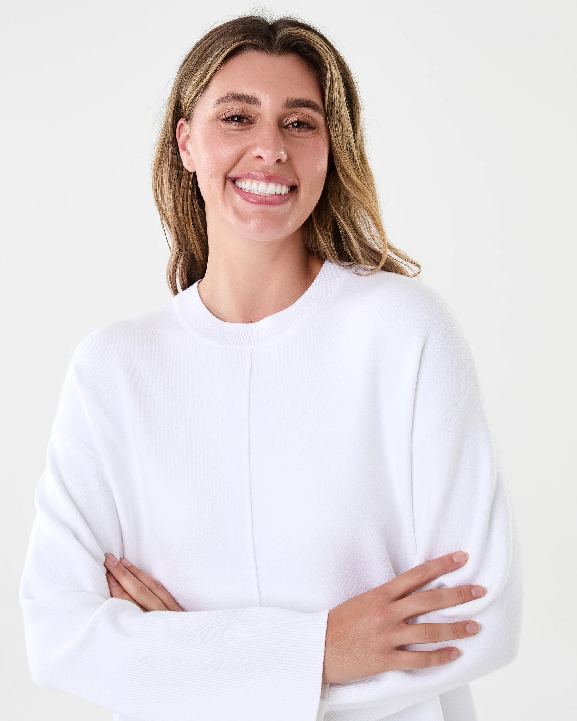 4 Compact Seam Front Oversized Jumper Cld White, 4 of 7