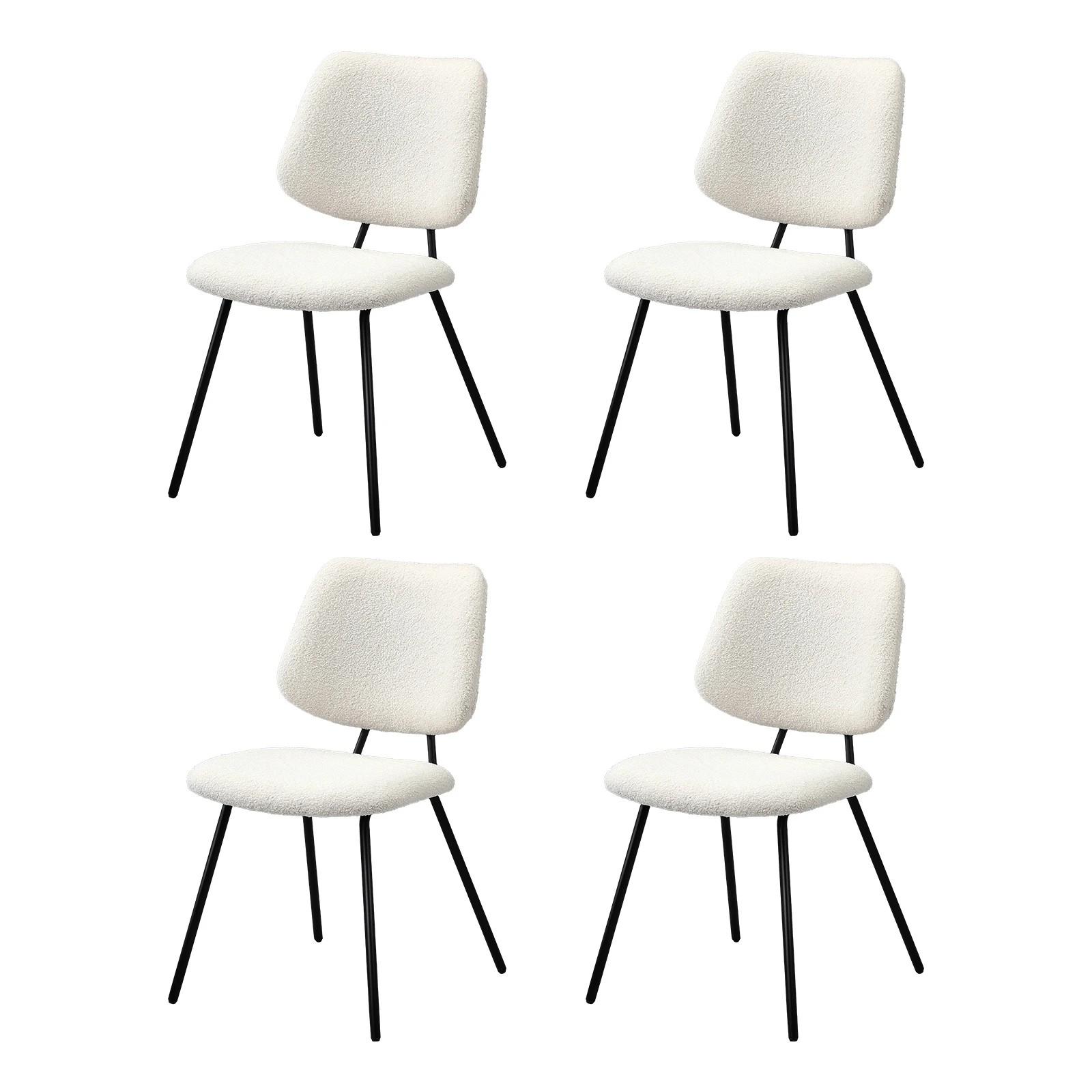 3 Oikiture 4x Dining Chair Vintage Retro Sherpa Kitchen Padded Lounge - White, 3 of 9