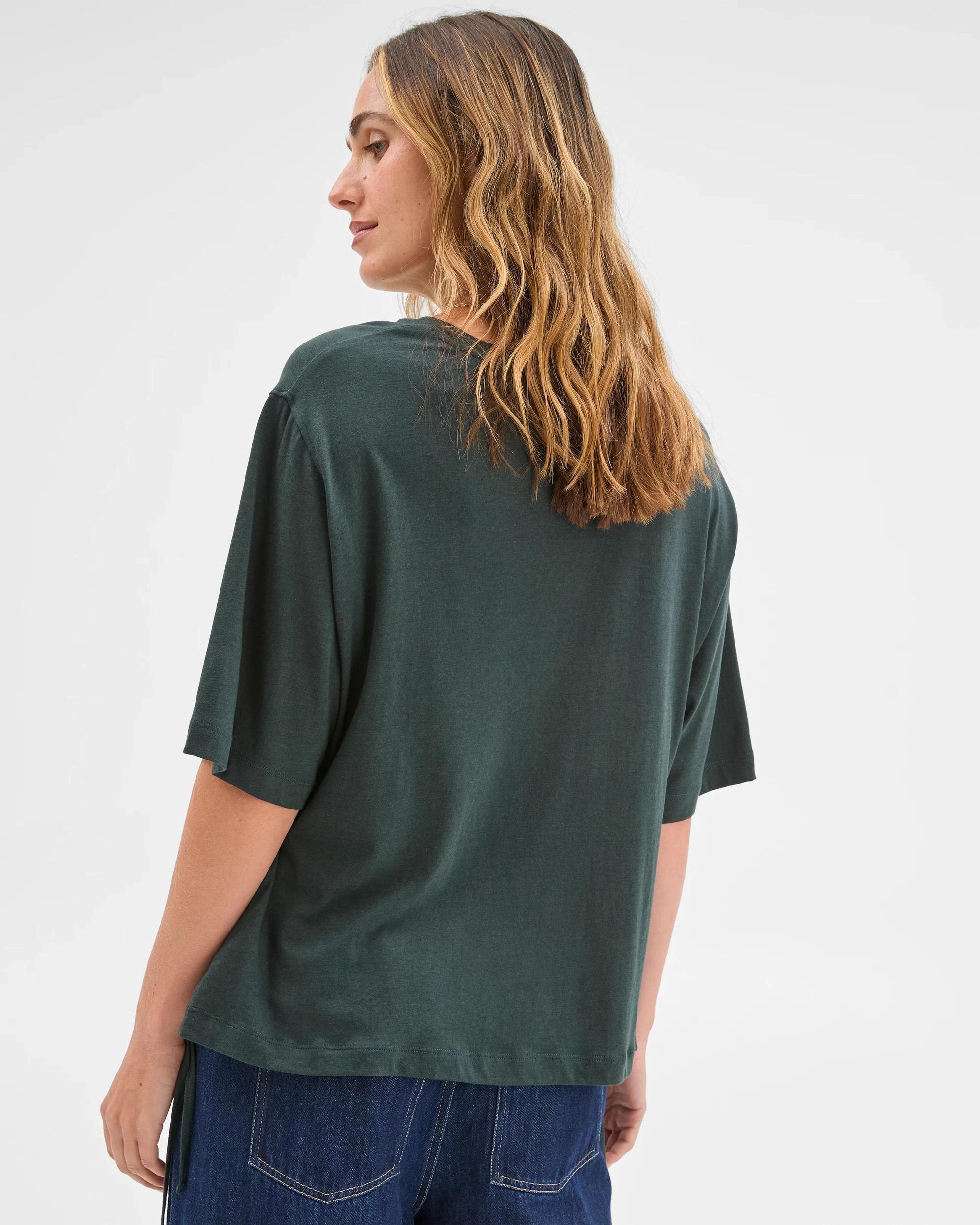 4 Target Woman Short Sleeve Tie Waist T-Shirt MIDNIGHT JADE, 4 of 6