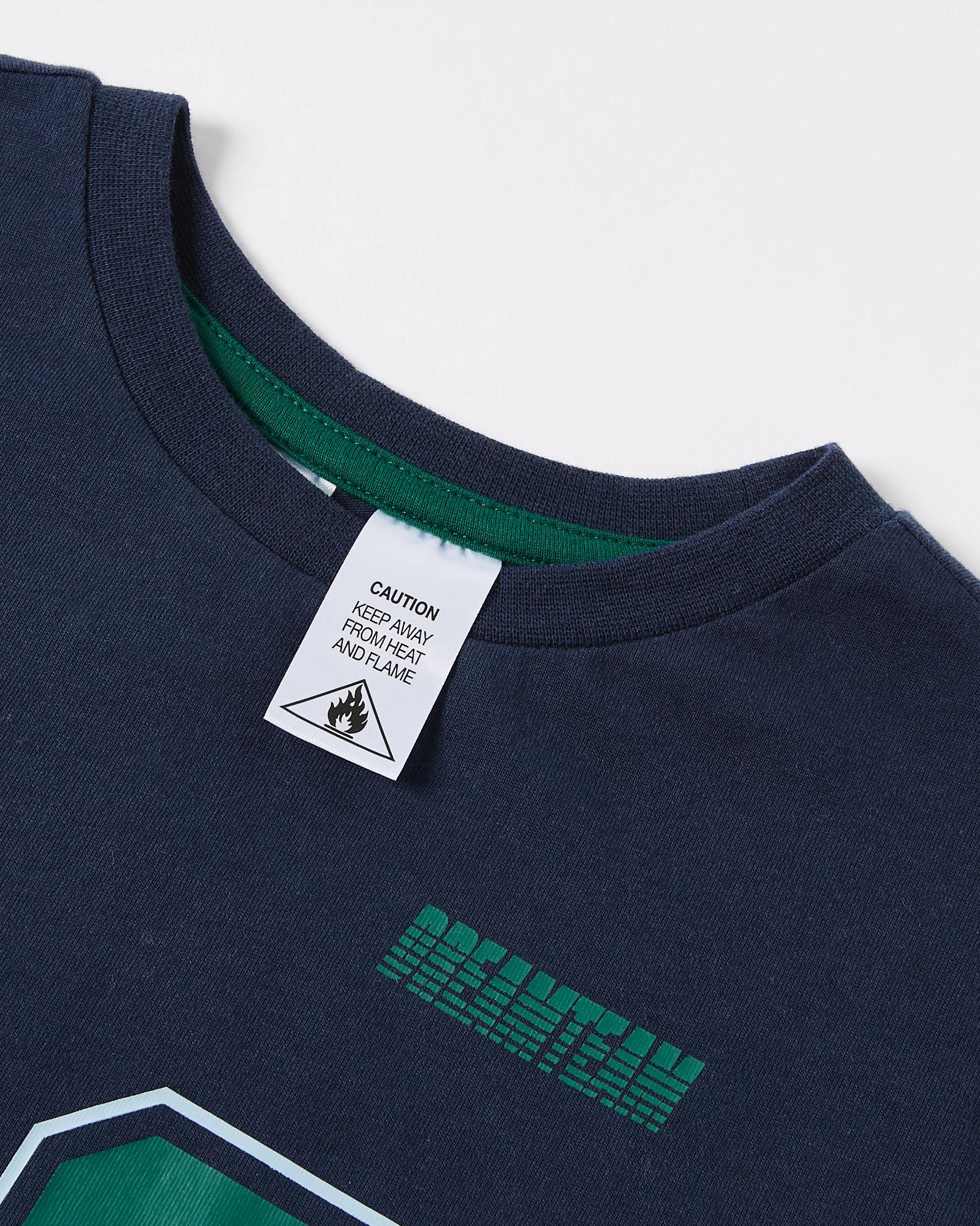 7 Knit Woven Pyjama Set Nvy Team, 7 of 8