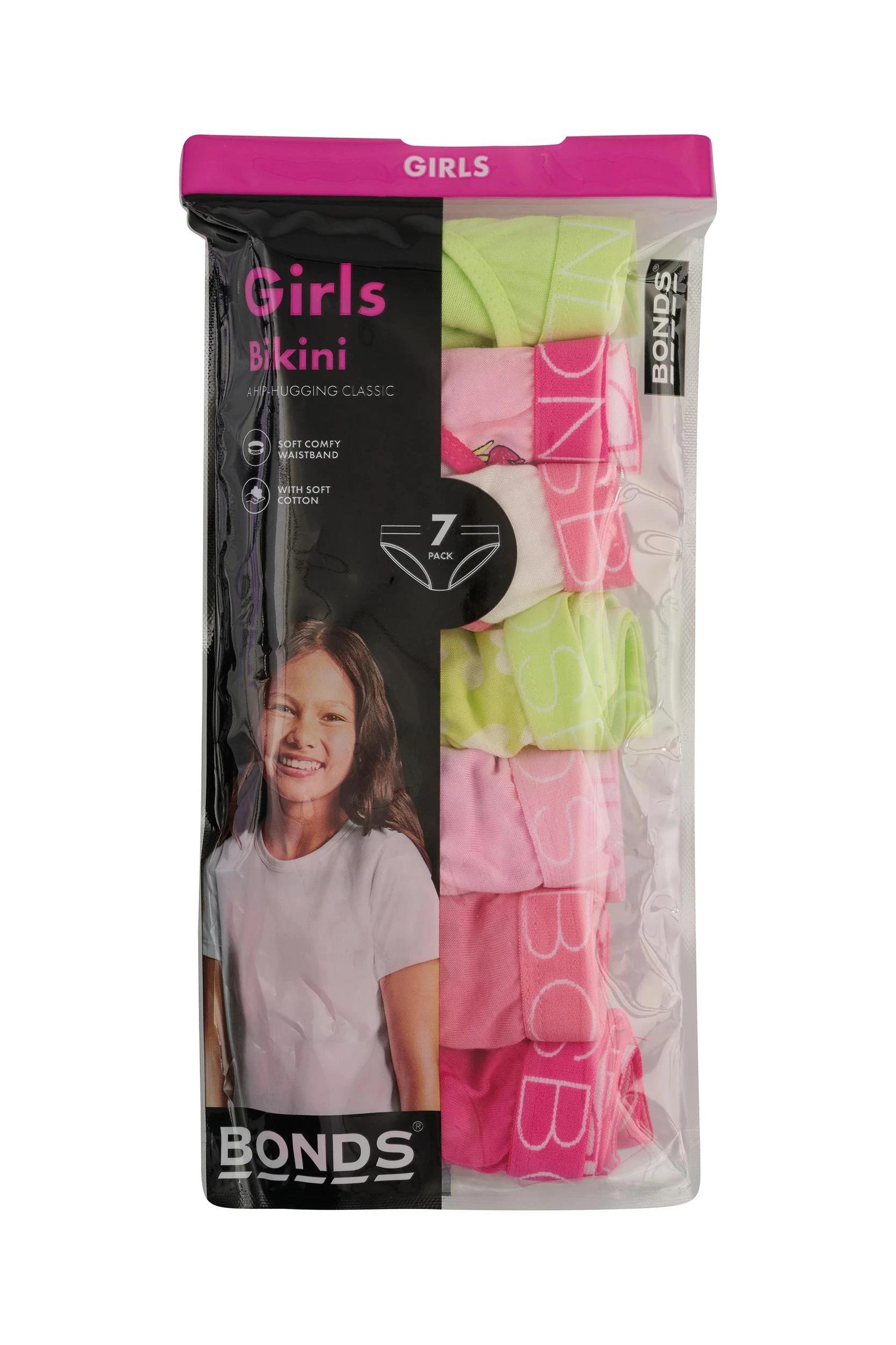 3 Bonds 7 Pack Girls Bikini Briefs SUNLIT PETAL/LEMON, 3 of 3